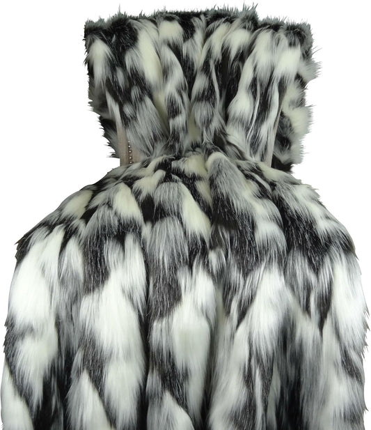 Gray Black White Faux Fur Throw Blanket & Bedspread - Tibet Fox Fur - Gray Black White Luxury Faux Fur - Soft Faux Fur Blanket, Made in USA, 16438