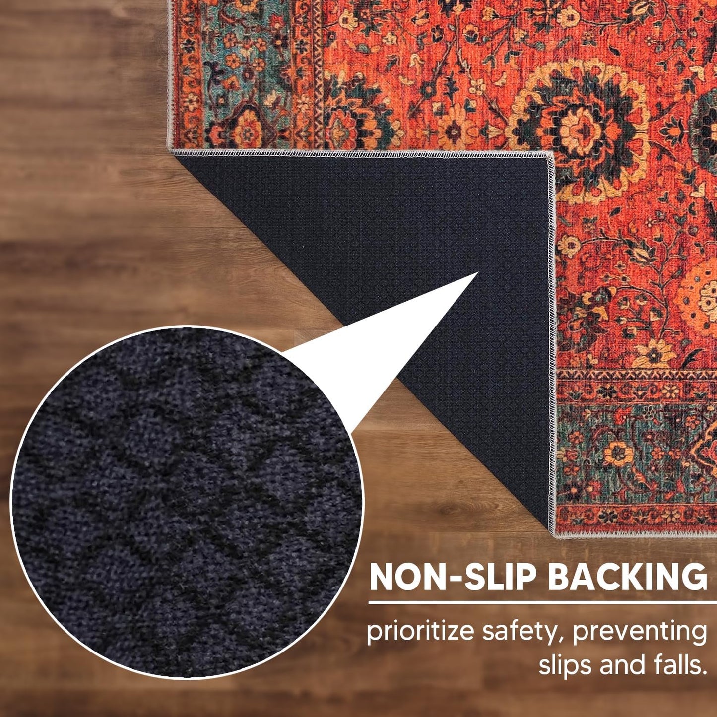 Keen Home Design 4x6 Rug - Machine Washable Area Rug with Non-Slip Backing, Ideal for Living Room, Dining Room, Bedroom - Vintage, Easy Clean, Durable, Low Pile Rug - (4' x 6')