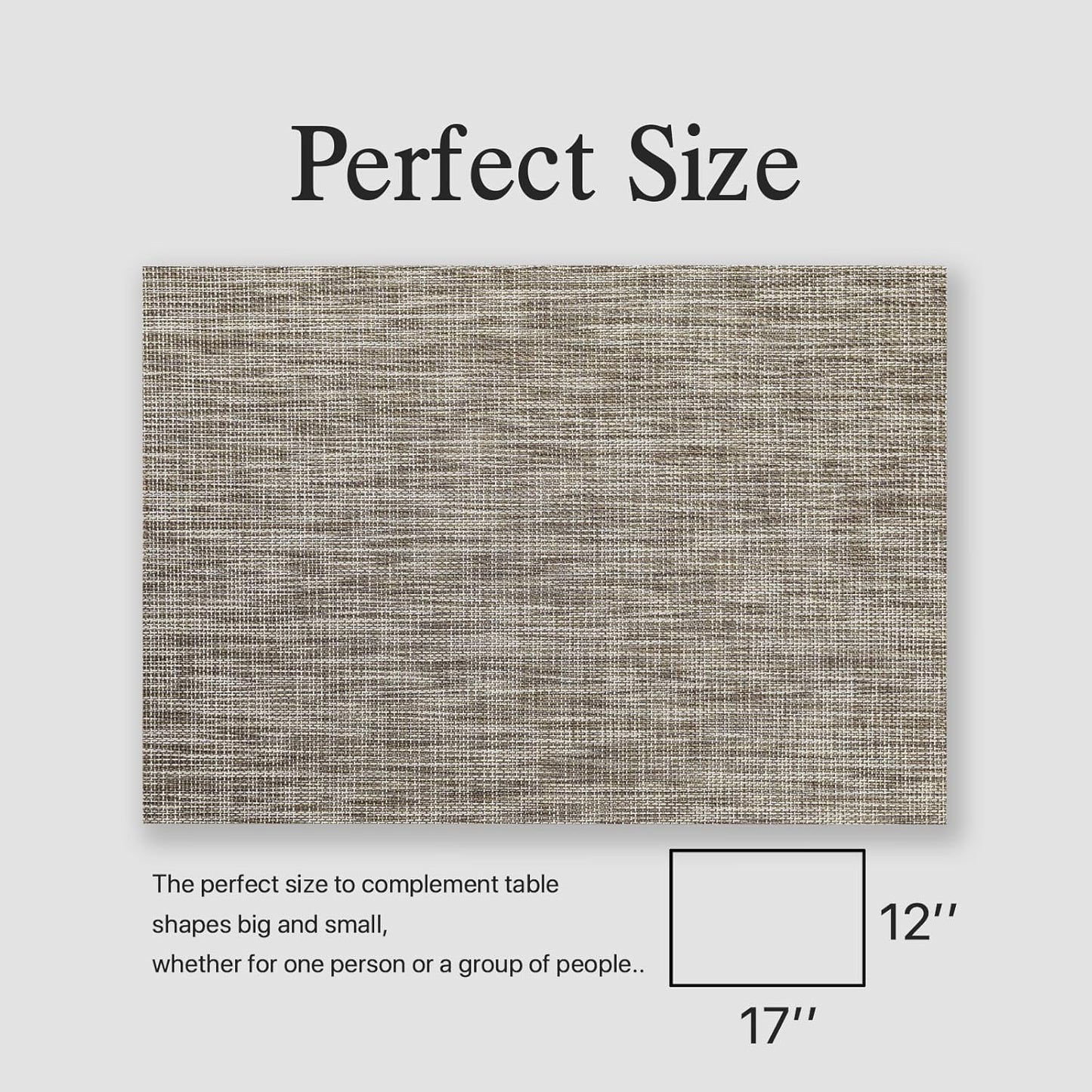 Placemats Set of 8 - Easy Clean Woven Vinyl Placemats for Dining Table, Indoor/Outdoor Place Mats, Washable PVC Table Mats（Cappuccino）