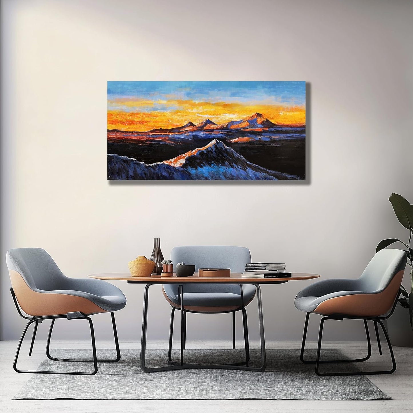 Belmrxne Mountain Wall Art Black and Silver Wall Decor Wall Prints Aesthetic Artist Canvas Painting for Living Room Bedroom Dining Room Office Home Decor 20x40 inch