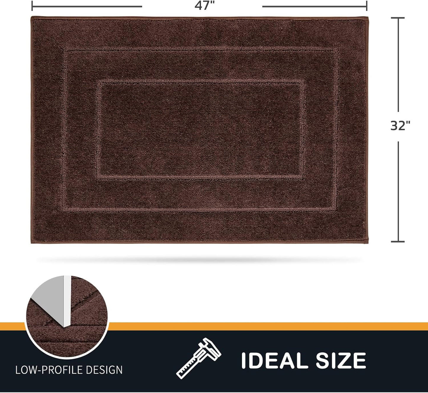 PURRUGS Dirt Trapping Door Mat 32" x 47", Non-Slip/Skid Machine Washable Entryway Rug, Dog Doormat, Super Absorbent Welcome Mat for Muddy Wet Shoes and Paws, Brown
