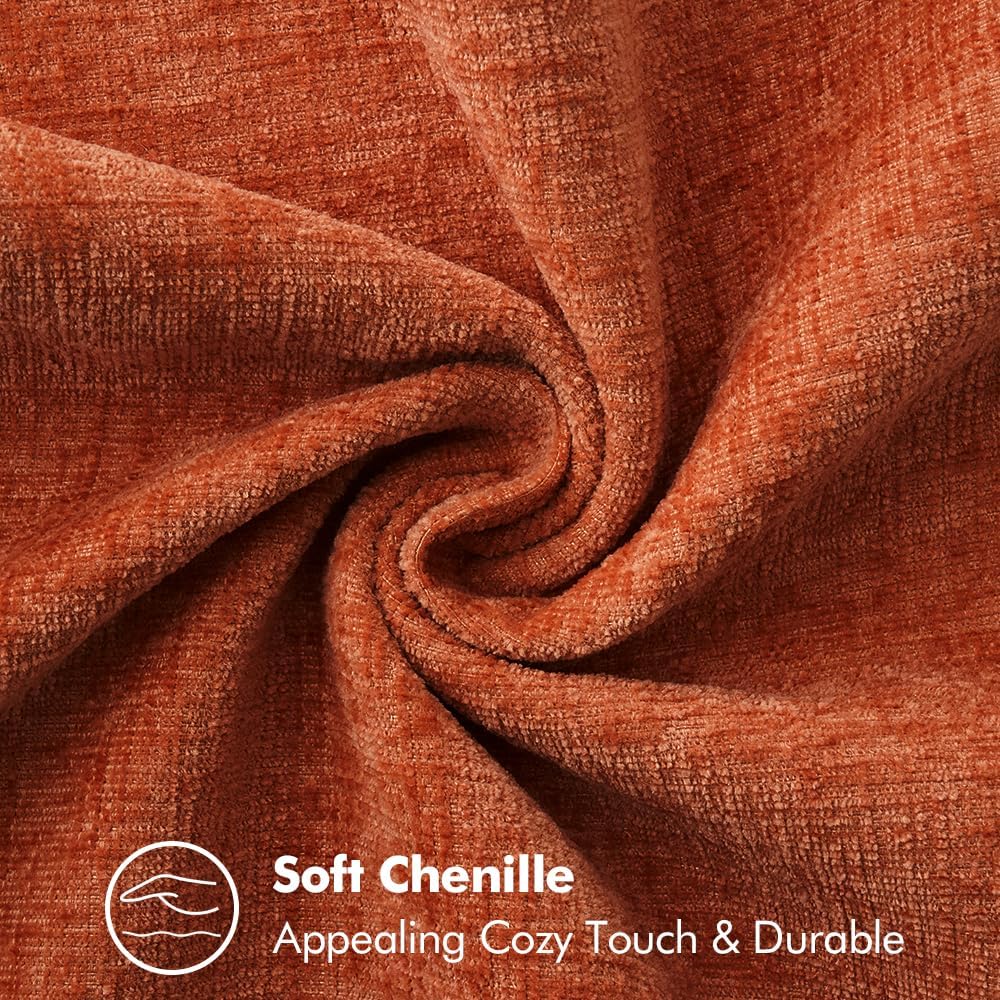 MIULEE Pack of 2 Fall Couch Throw Pillow Covers 18x18 Inch Rust Farmhouse Decorative Pillow Covers with Stitched Edge Soft Chenille Solid Dyed Pillow Covers for Sofa Bed Living Room
