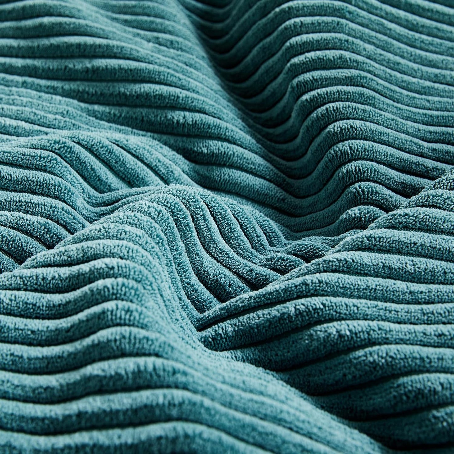 Fancy Homi 2 Packs Teal Long Lumbar Decorative Throw Pillow Covers 16x24 Inch for Couch Bed Sofa, Rustic Farmhouse Boho Home Decor, Soft Striped Corduroy Rectangle Accent Cushion Case 40x60 cm