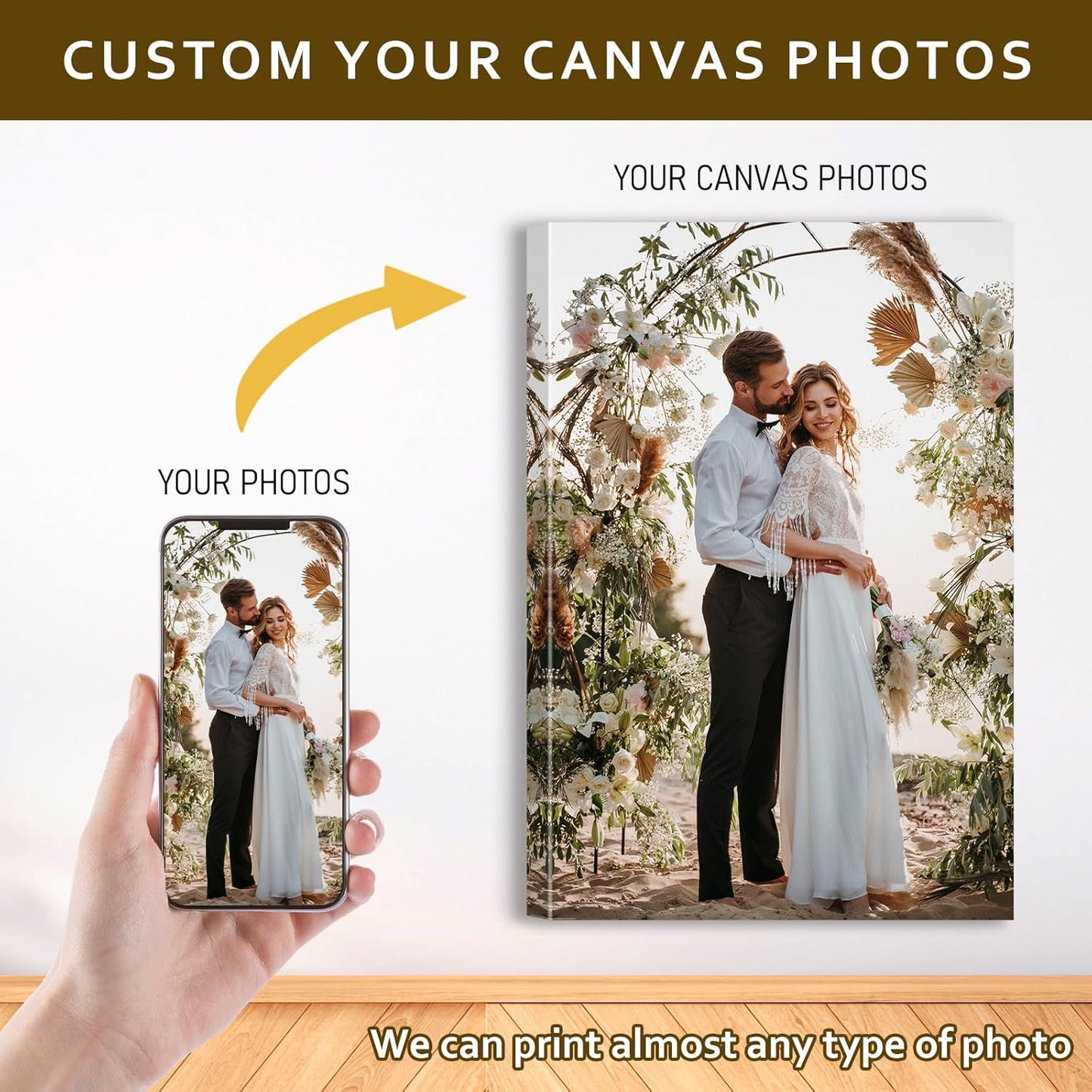 Custom Canvas Prints with Your Photos - Personalized Pictures Print, Customized Photo Gifts, Wall Art Poster Canvas Printing for Wedding, Family, Baby, Pets, Home Office Decor, Wrapped Frame 28x28