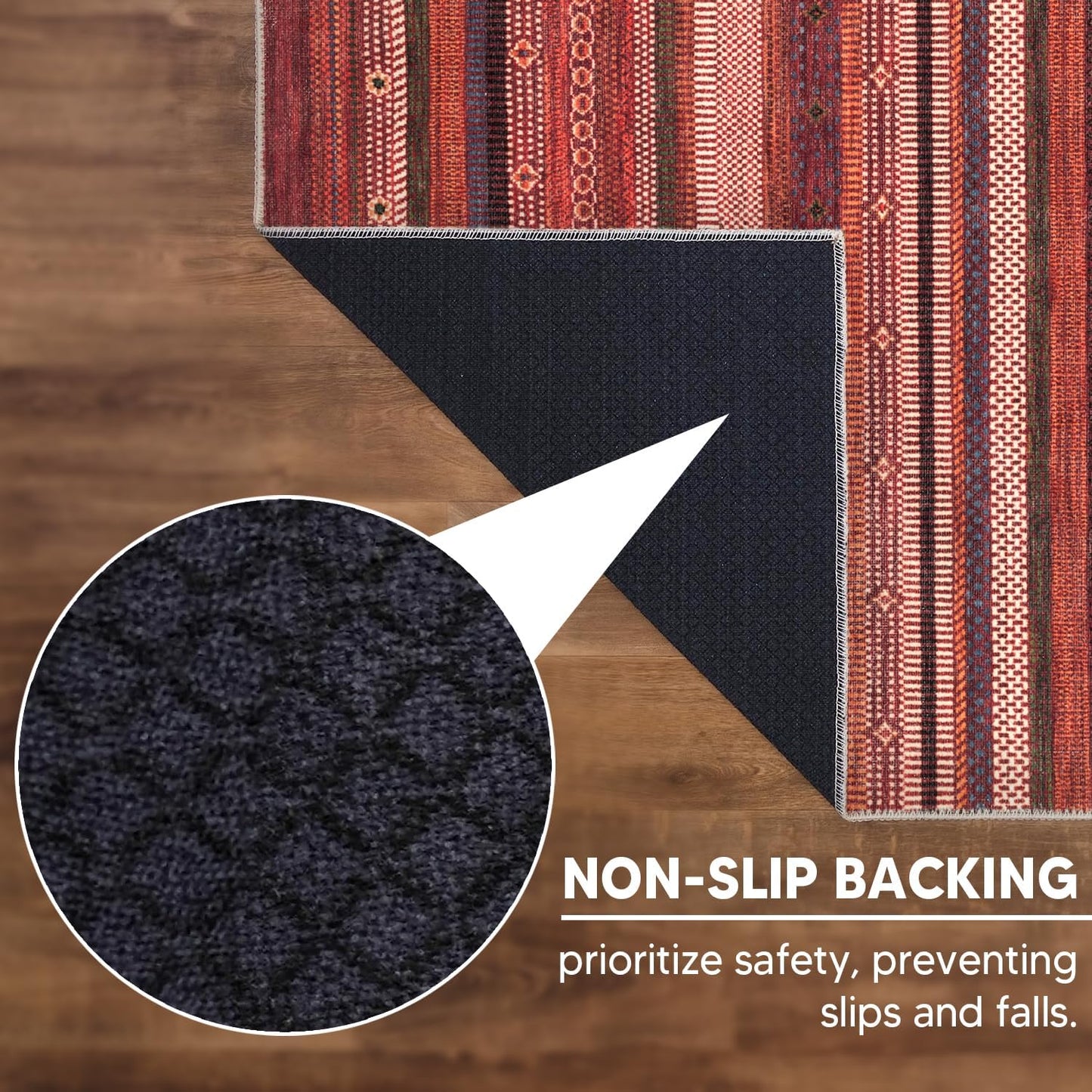 Keen Home Design 2x12 Rug - Machine Washable Runner with Non-Slip Backing, Ideal for Hallway, Entryway, Kitchen, Laundry Room - Vintage, Easy Clean, Durable, Low Pile Rug - (2'6" x 12')