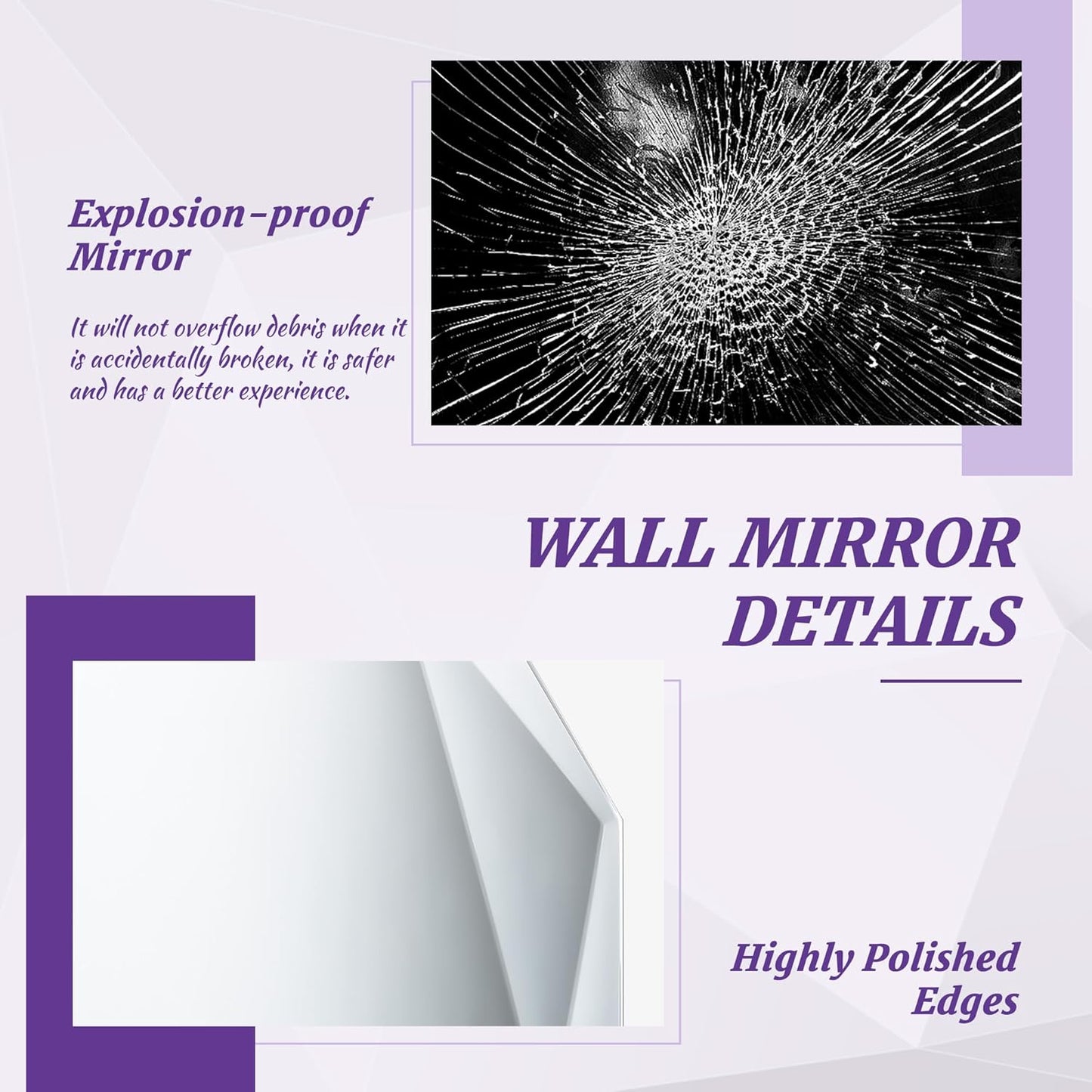 Bathroom Mirror for Wall, 20" x 30" Arched Mirror, Bathroom Vanity Mirrors, Beveled Edge Frameless Wall Mount Vanity Mirror, Wall Mirror Decorative, Irregular Beveled Edge Mirror