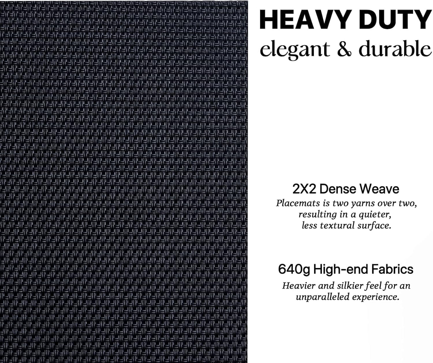 LEXMORE Placemats Set of 4 Vinyl/Plastic Woven Place Mats for Kitchen Table Indoor/Outdoor Washable Placemat Wipeable Dining Table Mats(A-Black)