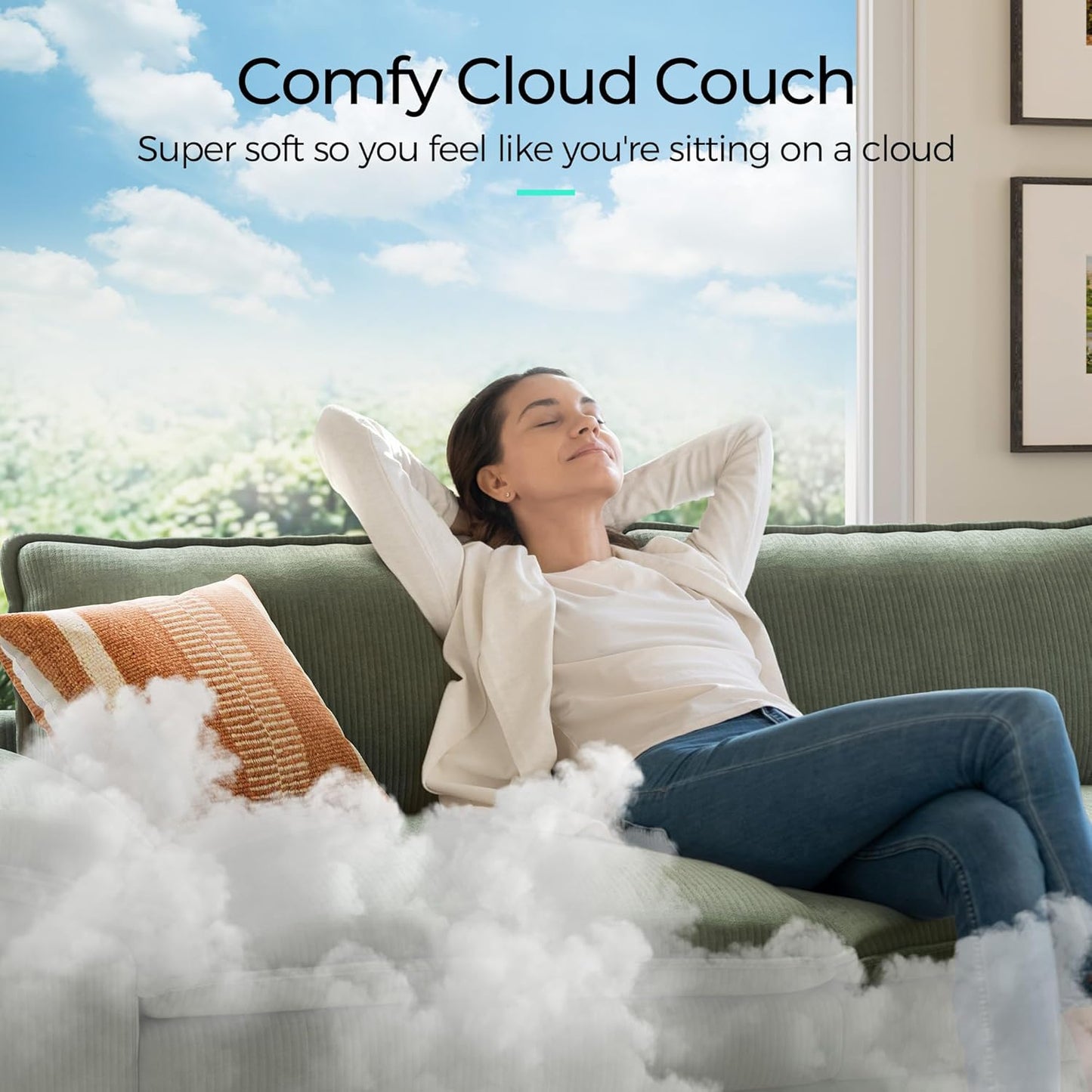 LINSY HOME Modular Sectional Sofa - 157'' Sleeper Sofa Cloud Couch Oversized Corduroy Sofa Bed with Movable Ottoman Soft Modern Comfy Couch for Living Room Apartment Office, Green