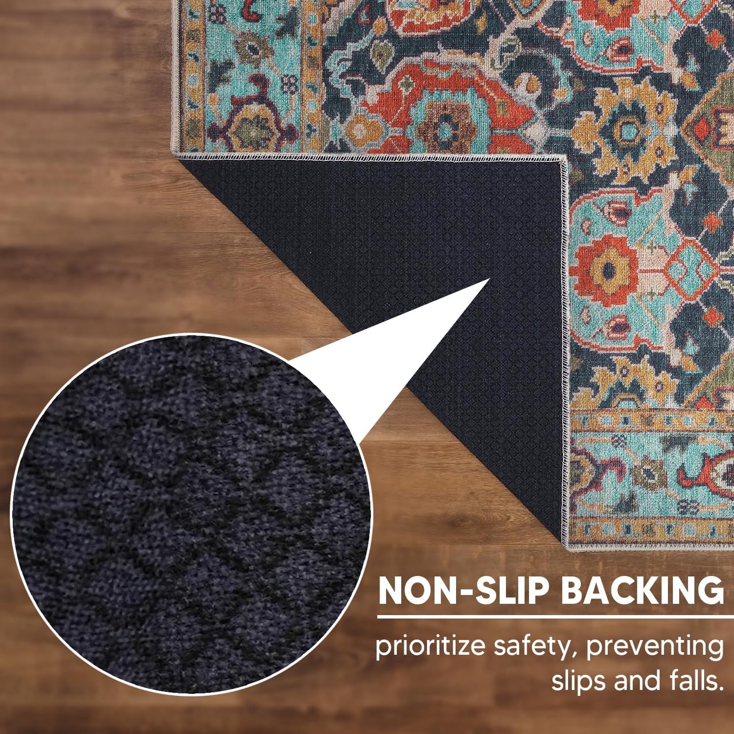Keen Home Design 2x7 Rug - Machine Washable Runner Rug with Non-Slip Backing, Ideal for Hallway, Entryway, Kitchen, Laundry Room - Vintage, Easy Clean, Durable, Low Pile Rug - (2'6" x 7')