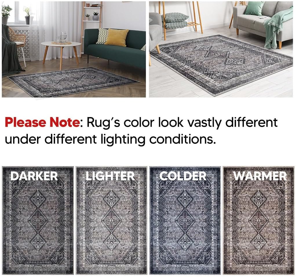 Keen Home Design 2x12 Rug - Machine Washable Runner Rug with Non-Slip Backing, Ideal for Hallway, Entryway, Kitchen, Laundry Room - Vintage, Easy Clean, Durable, Low Pile - (2'6" x 12')