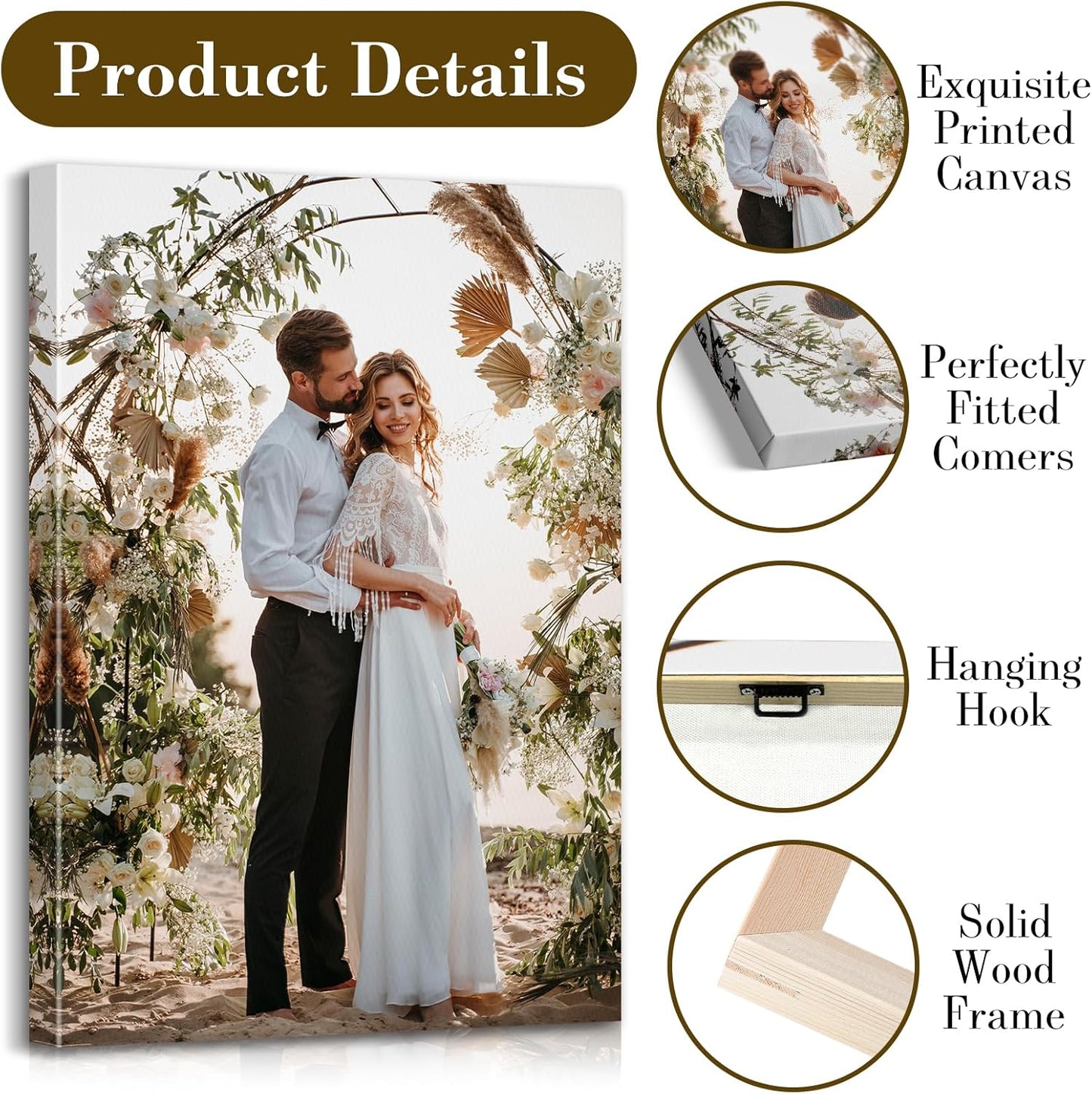 Custom Canvas Prints with Your Photos - Personalized Pictures Print, Customized Photo Gifts, Wall Art Poster Canvas Printing for Wedding, Family, Baby, Pets, Home Office Decor, Wrapped Frame 30x20