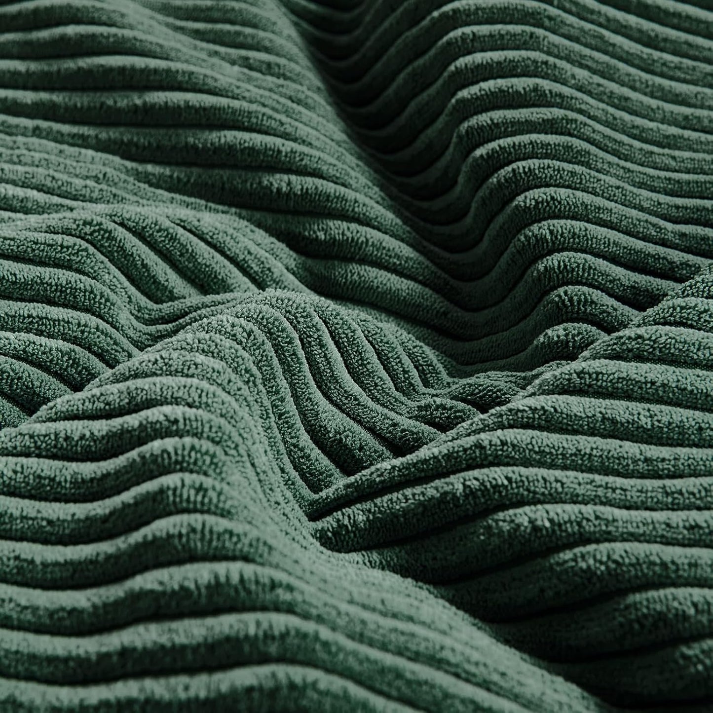 Fancy Homi Set of 2 Dark Green Decorative Throw Pillow Covers 24x24 Inch for Bedroom Couch Bed, Boho Farmhouse Forest Green Home Decor, Soft Corss Corduroy Patchwork Textured Cushion Case 60x60 cm