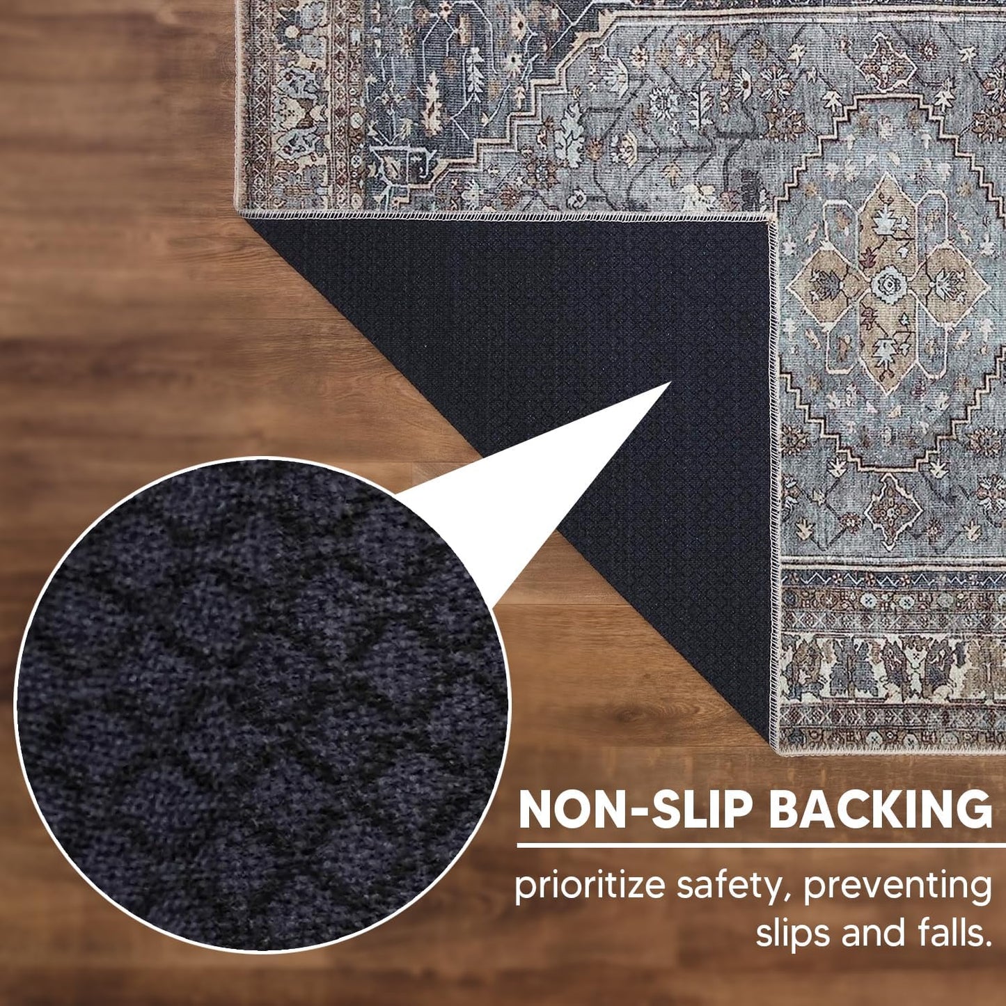 Keen Home Design 2x7 Rug - Machine Washable Runner Rug with Non-Slip Backing, Ideal for Hallway, Entryway, Kitchen, Laundry Room - Vintage, Easy Clean, Durable, Low Pile Rug - (2'6" x 7')