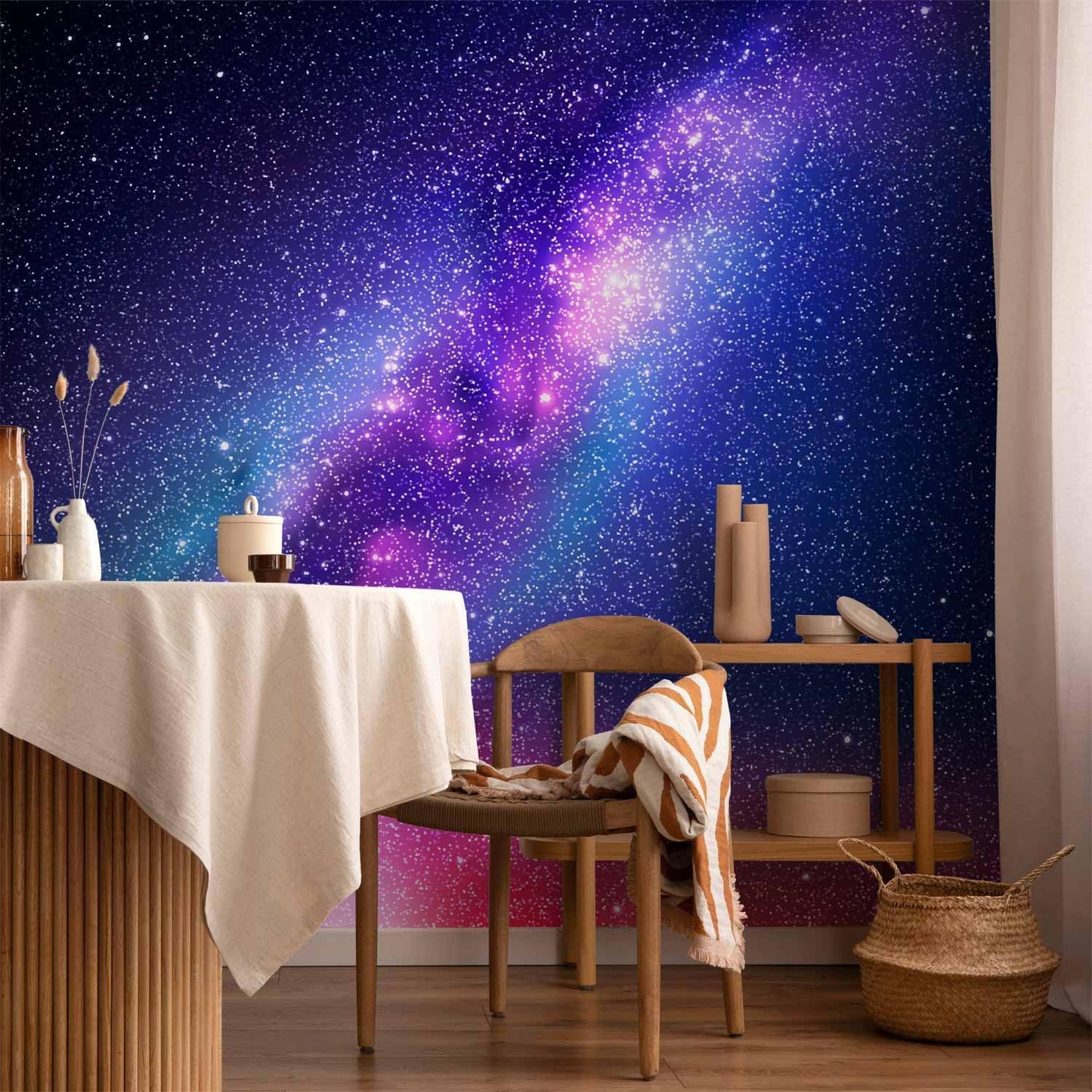 artgeist Wall Mural Galaxy 96x69 in - Peel and Stick Self-Adhesive Wallpaper Removable Large Sticker Foil Wall Decor Print Picture Image Abstract Space Sky Star Cloud Violet f-C-0487-a-a