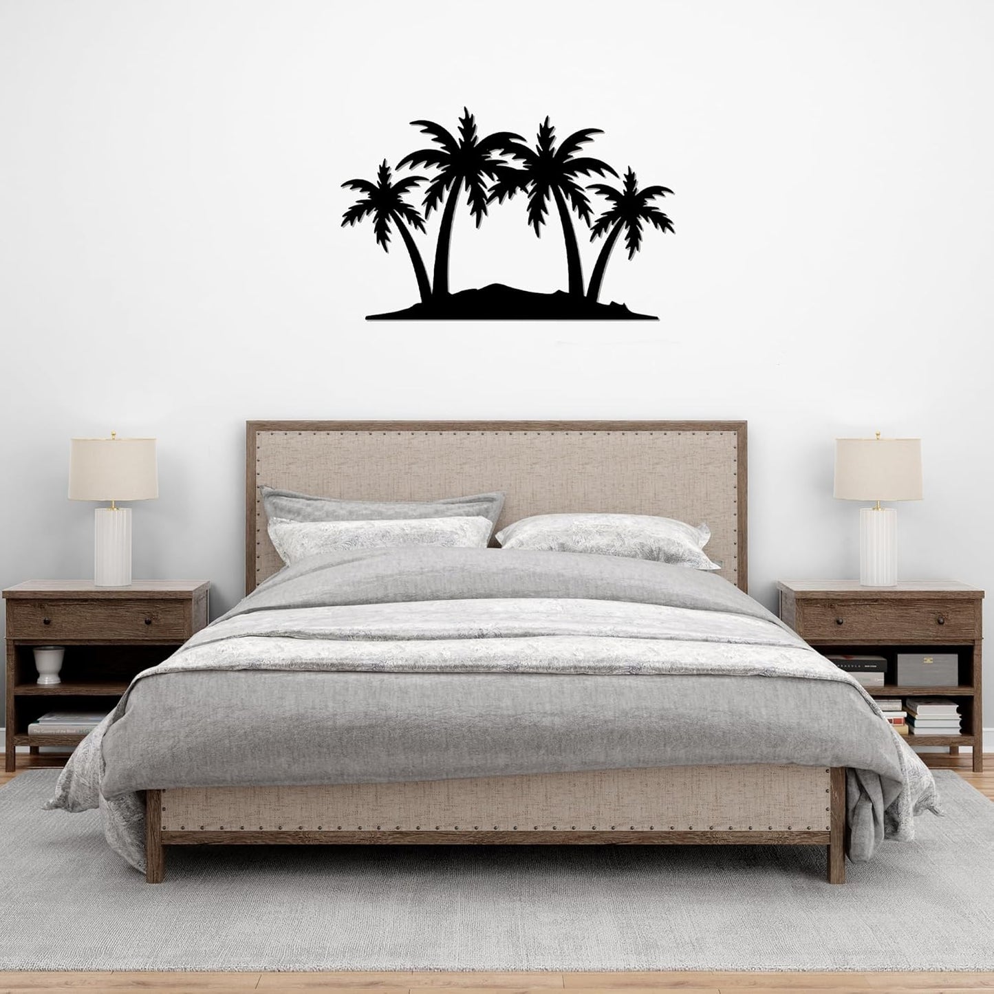 METALPLEX Plam Tree Metal Art - Durable, Rust-free Indoor & Outdoor Aluminum Composite Wall Decor - Home Decor For Living Room And Bedroom - Silver (35"x 23")