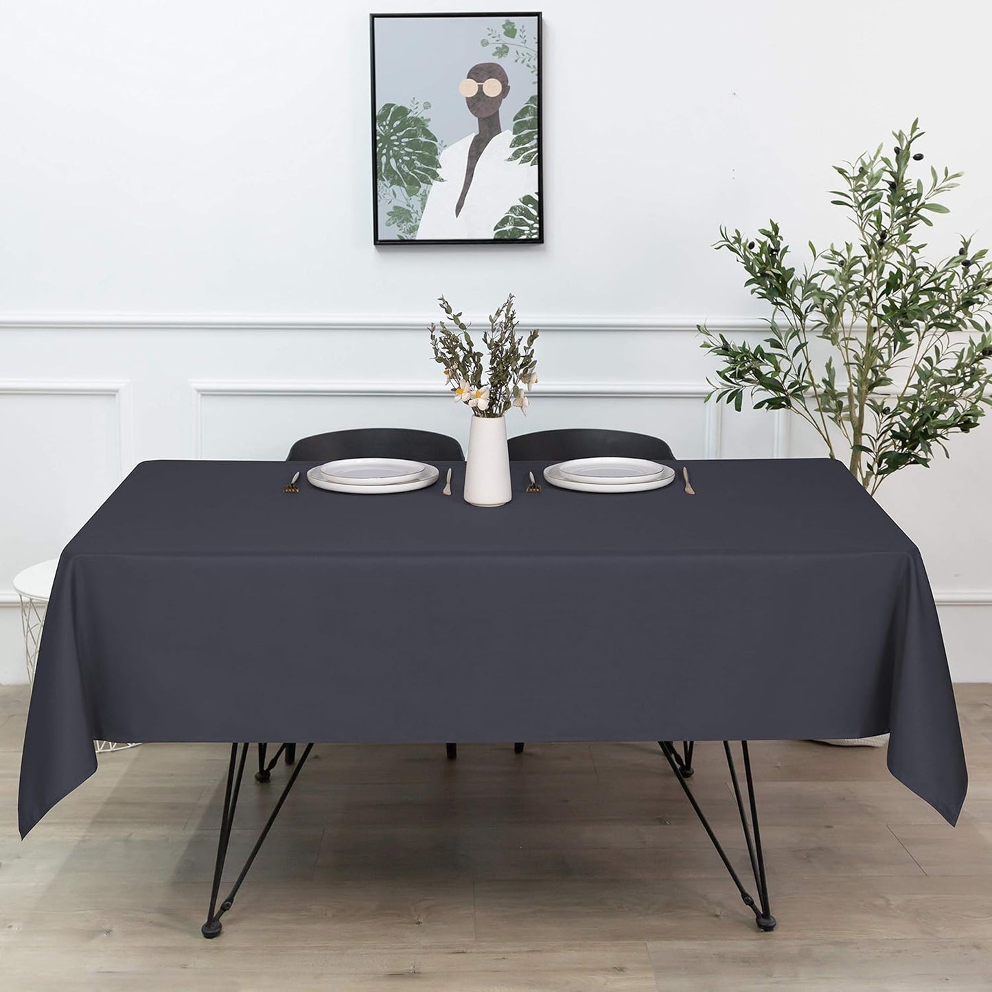 sancua Square Tablecloth - 54 x 54 Inch - Stain and Wrinkle Resistant Washable Polyester Table Cloth, Decorative Fabric Table Cover for Dining Tables, Buffet Parties and Camping, Grey