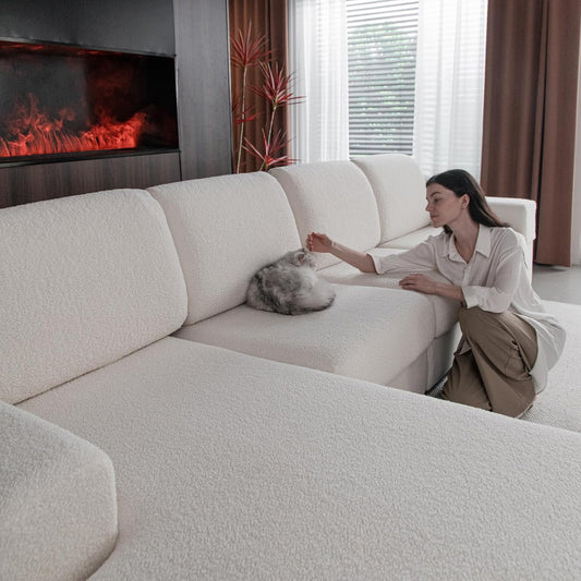 Couch Cushion Covers for Sectional Sofa, Stretch Soft Sofa Slipcovers Washable Wear-Resistant Universal Furniture Protector for Living Room(1 Piece Armrest Cover, Ivory)
