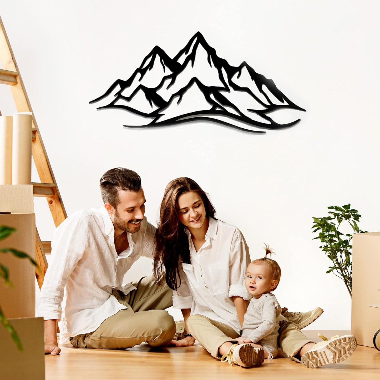 METALPLEX Mountain Range Metal Wall Art - Fade-Resistant and Rust-Free Indoor & Outdoor Aluminum Composite Wall Decor - Home Decor Wall Art For Living Room and Bedroom Decorations - White (30" x 14")