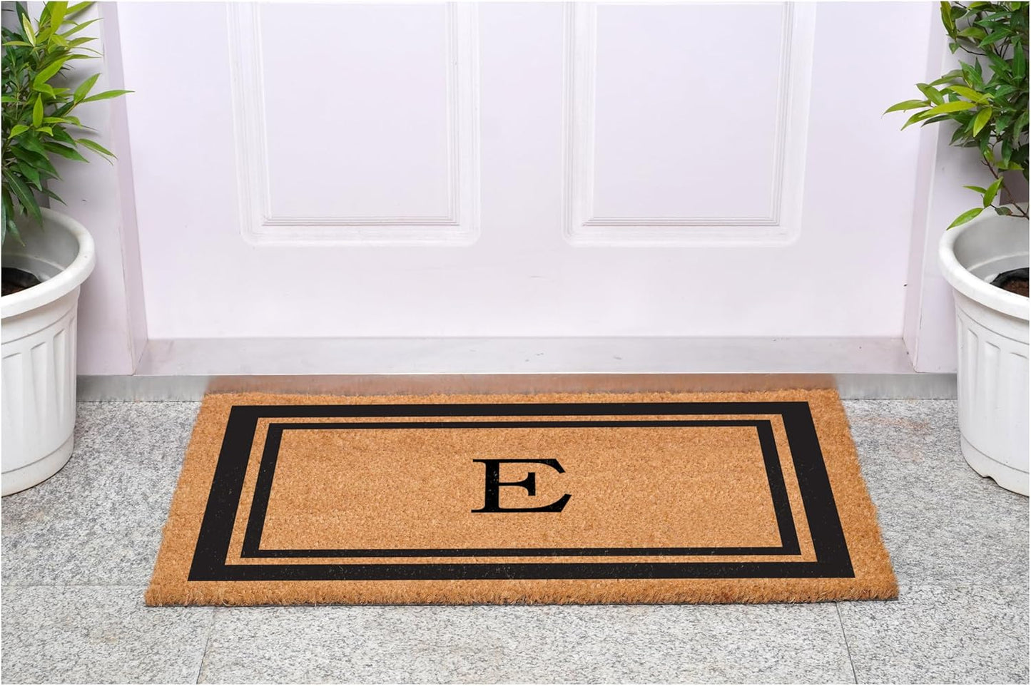 Calloway Mills 152961830E Black Border 18" x 30" Monogram Doormat, (Letter E)