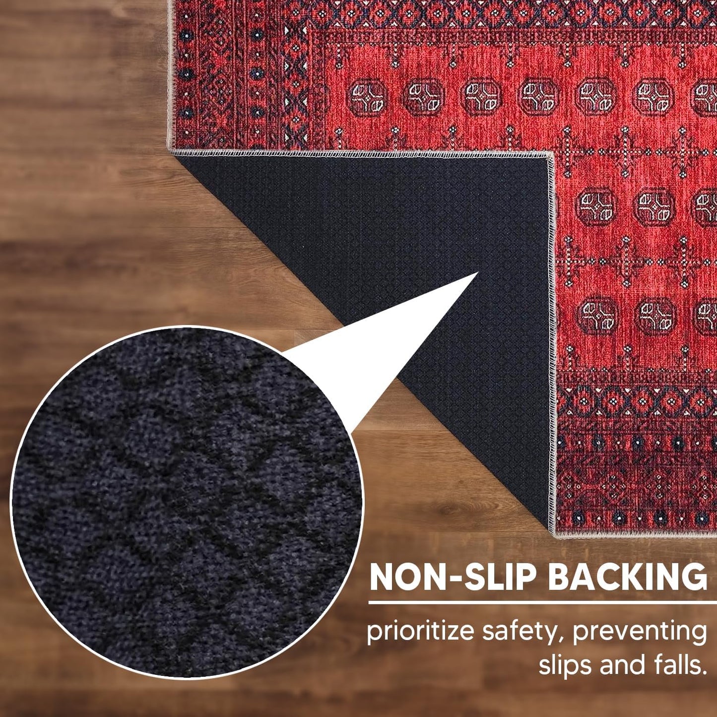 Keen Home Design 2x12 Rug - Machine Washable Runner Rug with Non-Slip Backing, Ideal for Hallway, Entryway, Kitchen, Laundry Room - Vintage, Easy Clean, Durable, Low Pile - (2'6" x 12')