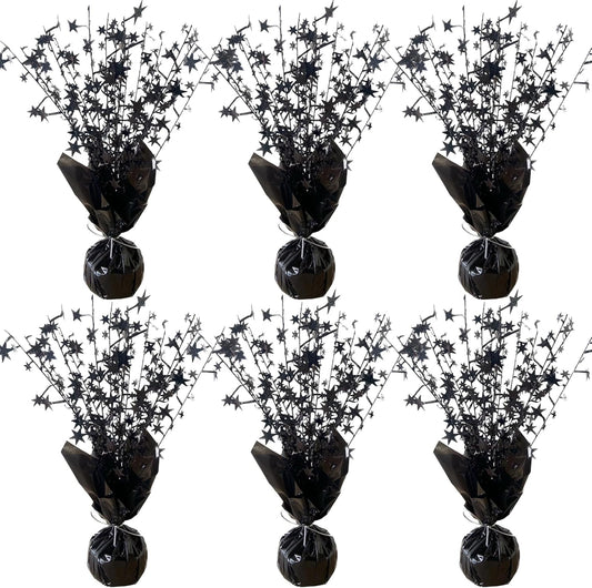 6 Pack Halloween Decoration Indoor Metallic Foil Spray Centerpiece Star Table Decoration Burst Table Centerpieces Gold Decor for Birthday Wedding Anniversary Graduation Holiday Party Supplies, Black