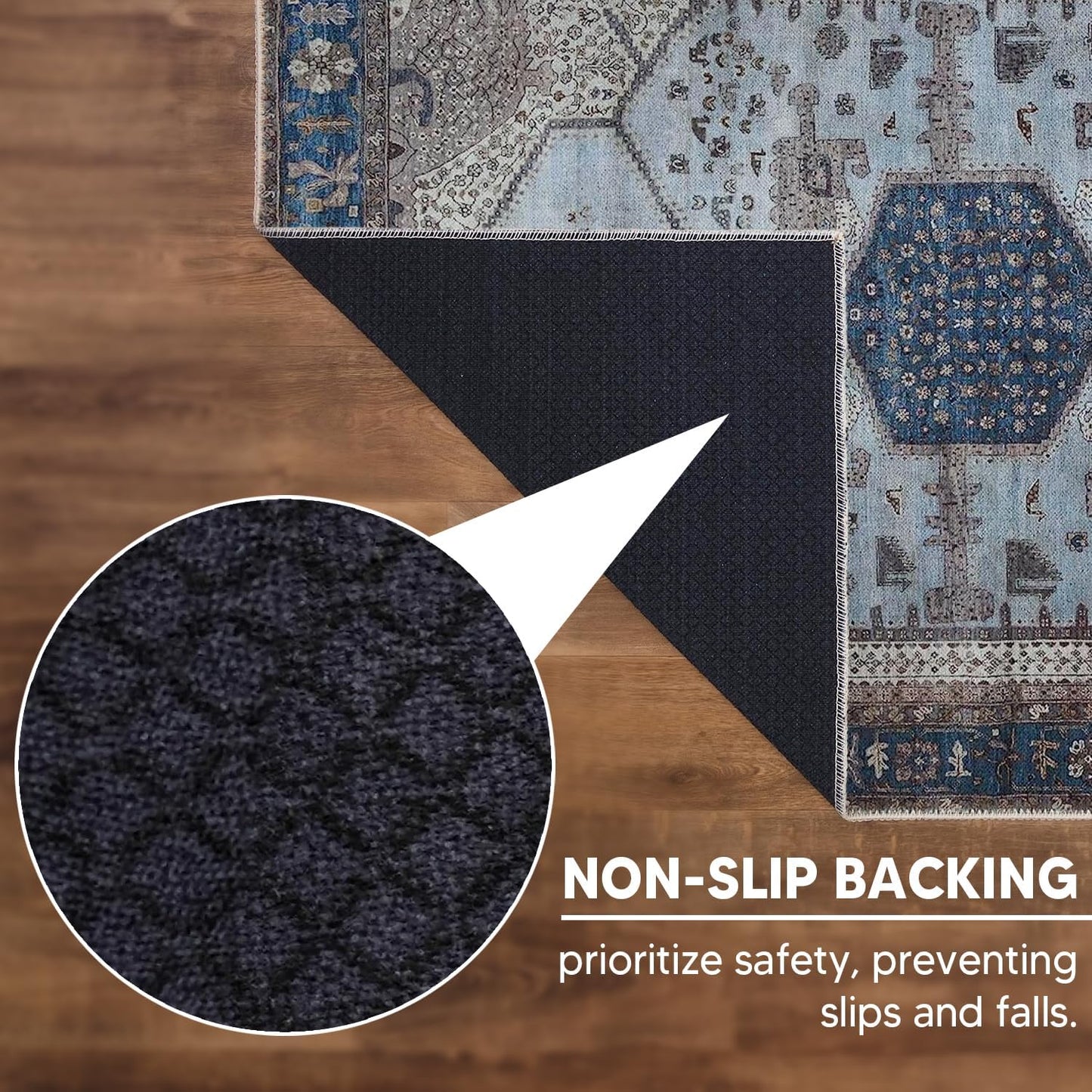 Keen Home Design 4x6 Rug - Machine Washable Area Rug with Non-Slip Backing, Ideal for Living Room, Dining Room, Bedroom - Vintage, Easy Clean, Durable, Low Pile Rug - (4' x 6')