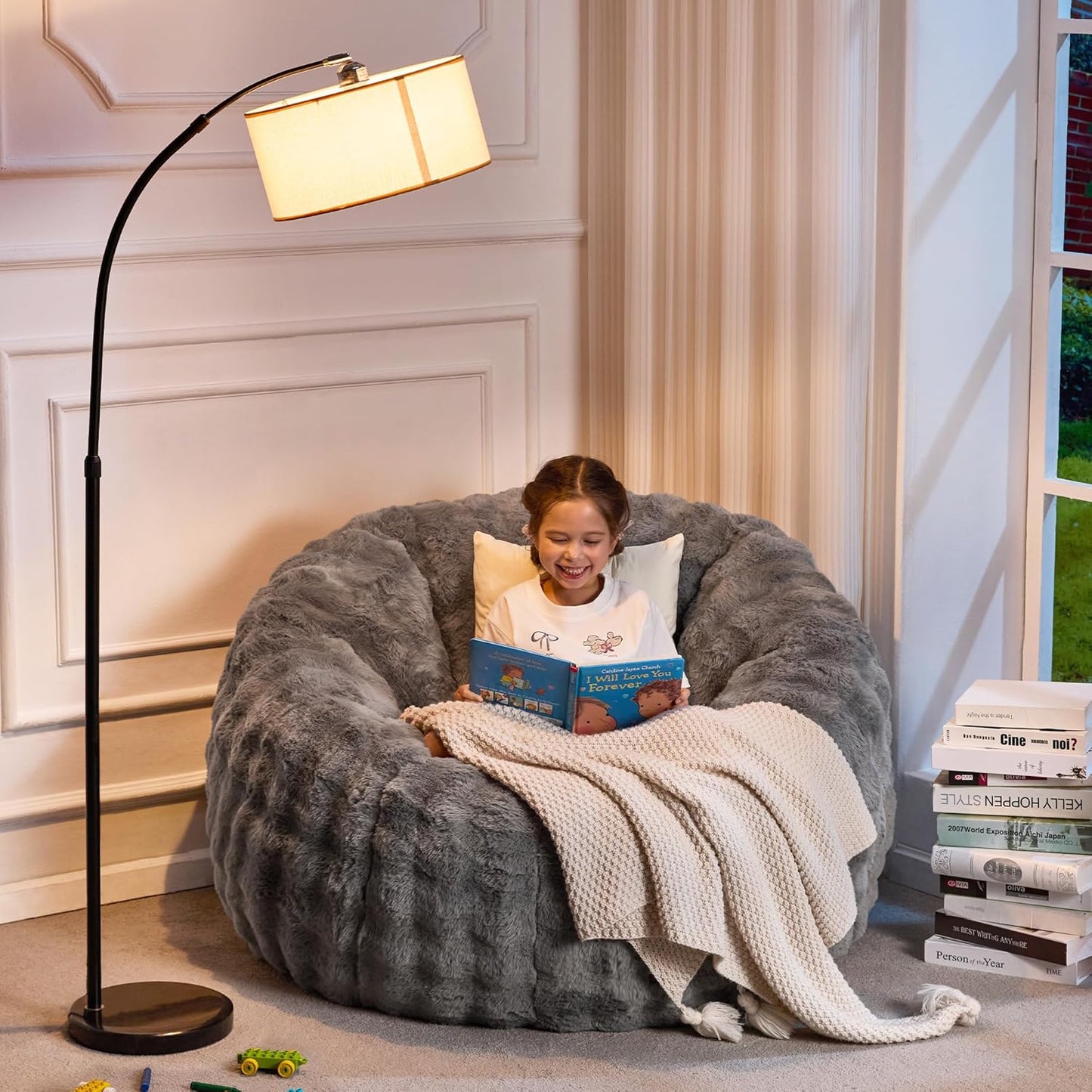 Hobestluk Bean Bag Chair Oversized Bean Bag Chair for Adults Donut-Shaped Large Bean Bag with Spacious Design for Living Room Bedroom or Reading Nook (Bubble Grey)