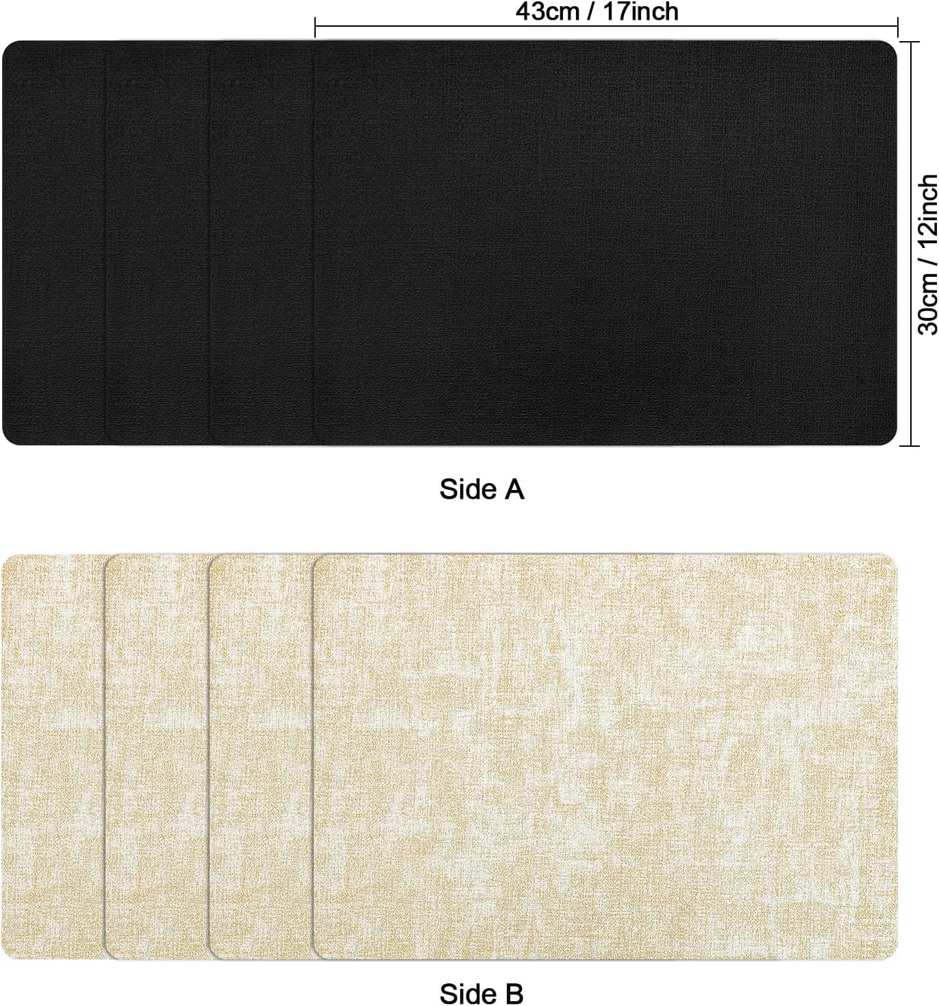 Myir JUN Placemats Dual Sided, Faux Leather Place Mats Set of 8 Indoor Placemats for Dining Table Non-Slip Washable Placemats Heat Resistant Outdoor Table Mats (Set of 8, Cream Black)