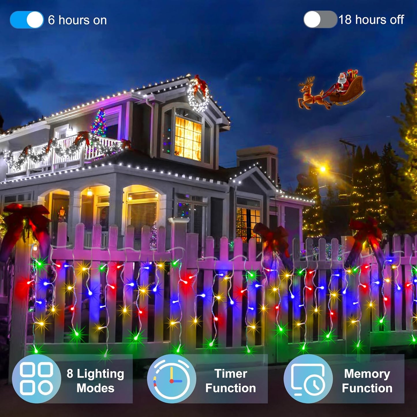 1332 LED 132FT Christmas Lights with 296 Drops, 12 Modes Dimmable Multicolor Outdoor Hanging Lights with Timer Memory, Waterproof Curtain Lights for Home Bedroom Indoor Tree Window Roof Fence Wedding