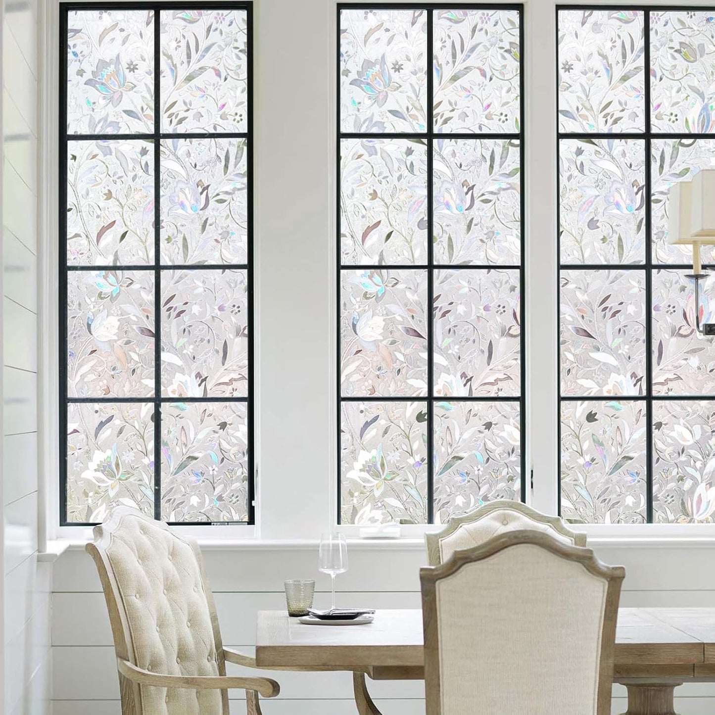 Kromapolis Window Film Privacy Frosted - Stained Glass Decorative Film, Non-Adhesive, No-Glue (29.5 x 118.1 inch)