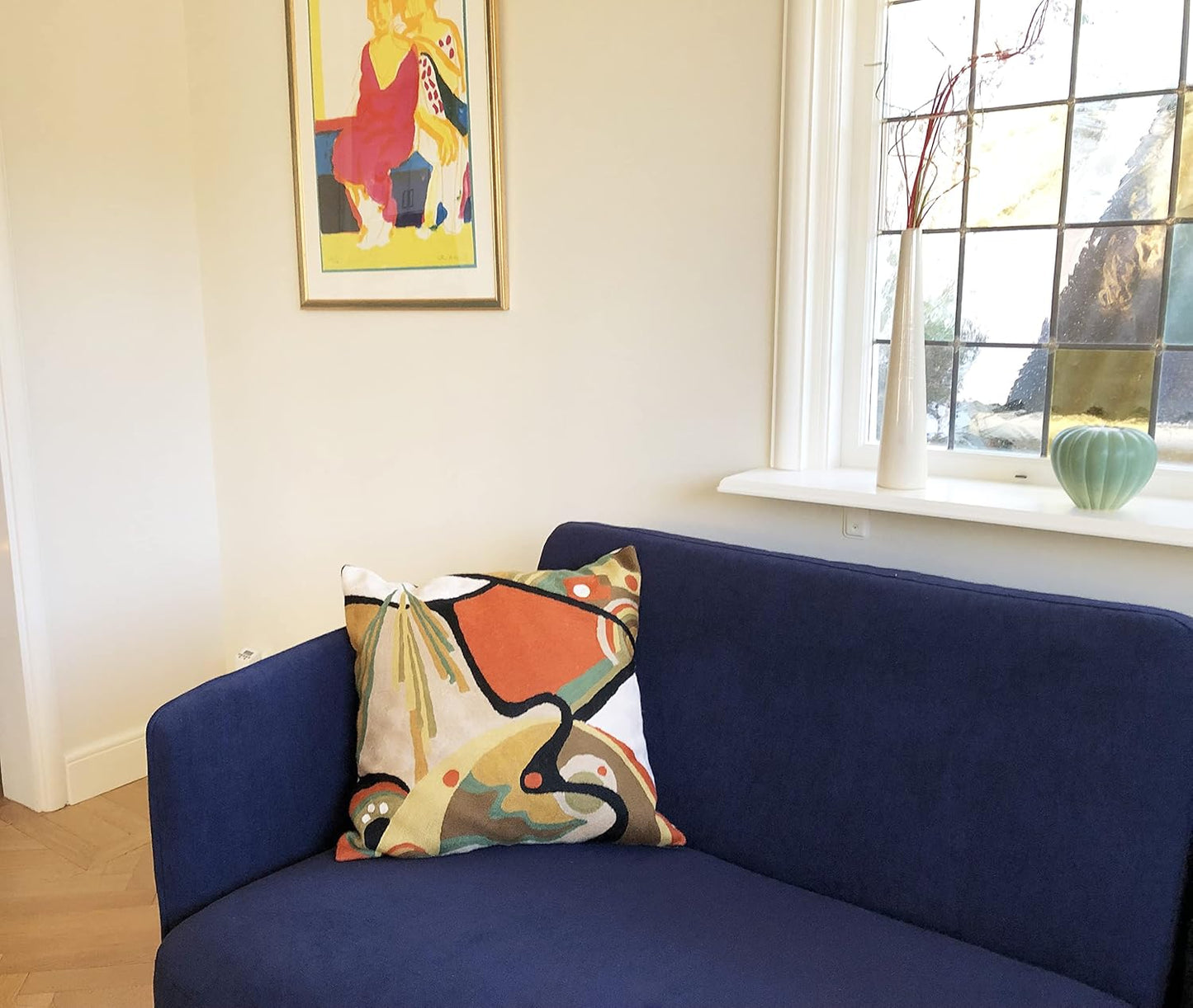 Kandinsky Modern Pillow Cover - Flow Orange Abstract Pillowcase Farmhouse Chair Cushion Contemporary Outdoor Pillowsham Couch Cushion Handmade Wool Size 18x18