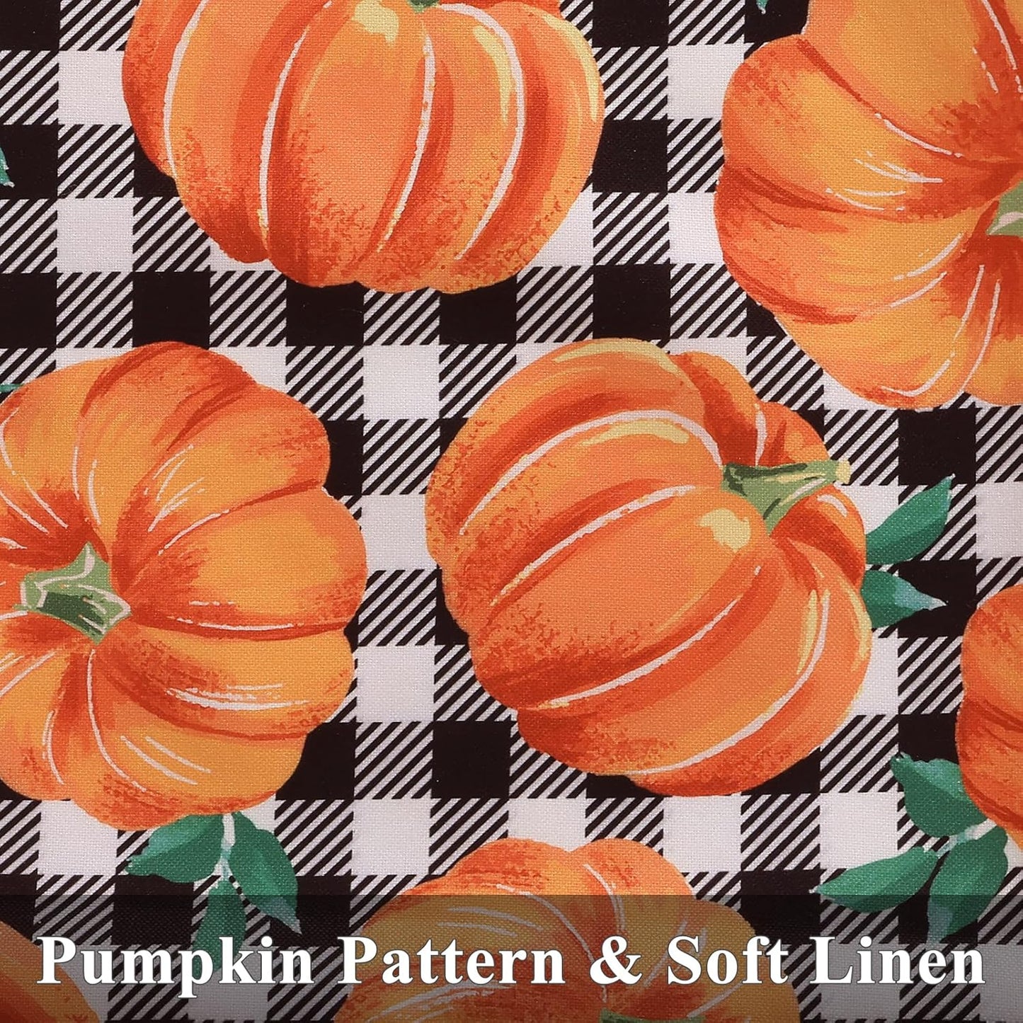 decorUhome Fall Orange Pumpkin Decorative Throw Pillow Covers 12x20 Set of 2, Lumbar Buffalo Plaid Check Farmhouse Cushion Covers for Autumn Harvest Couch Sofa Bed Home Decor