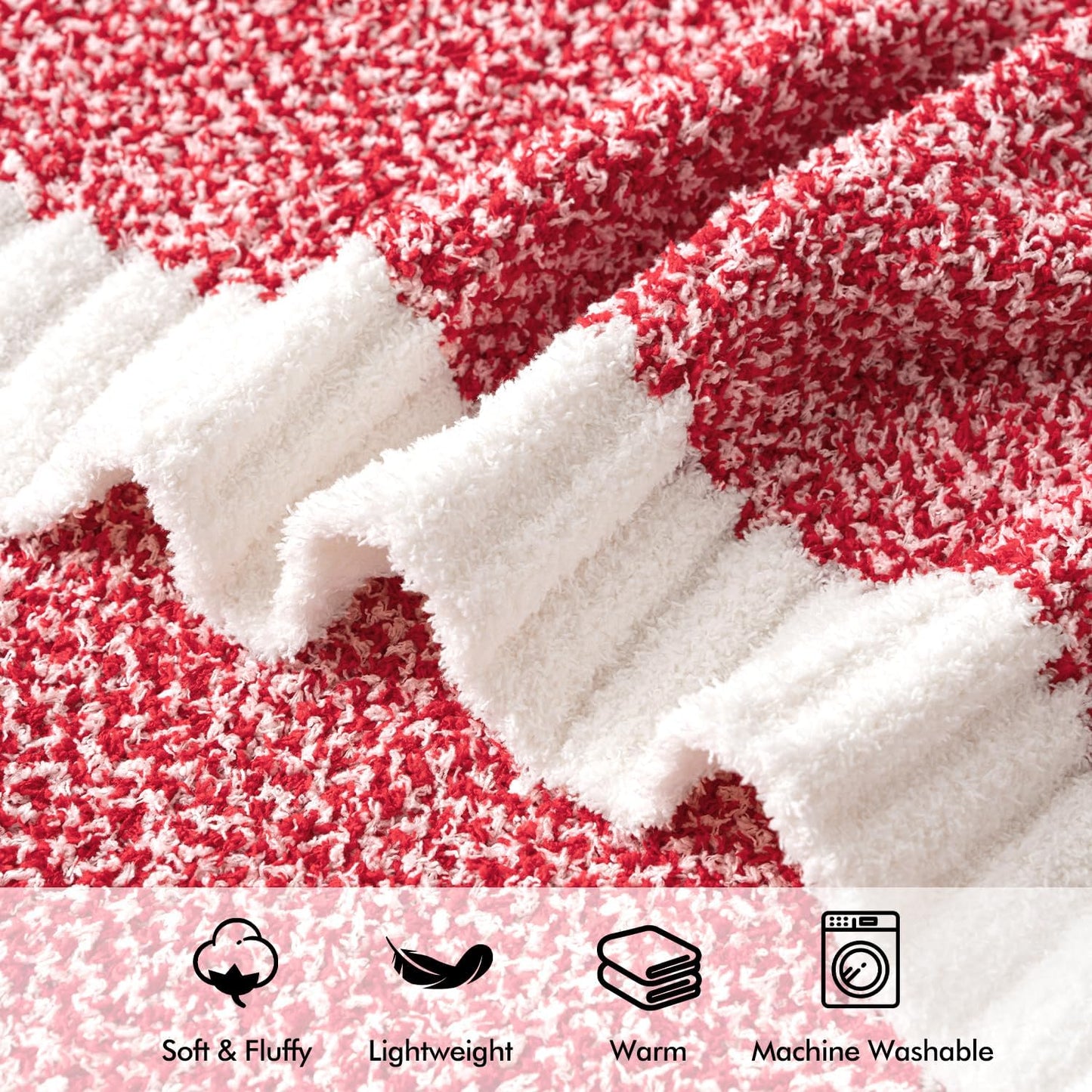 MIULEE Red Super Soft Throw Blanket for Couch, Cozy Fluffy Warm Blankets Lightweight Knit Throw Blankets for Sofa, Bed, Chair, Living Room, Camping, Picnic, 60 x 80 inch