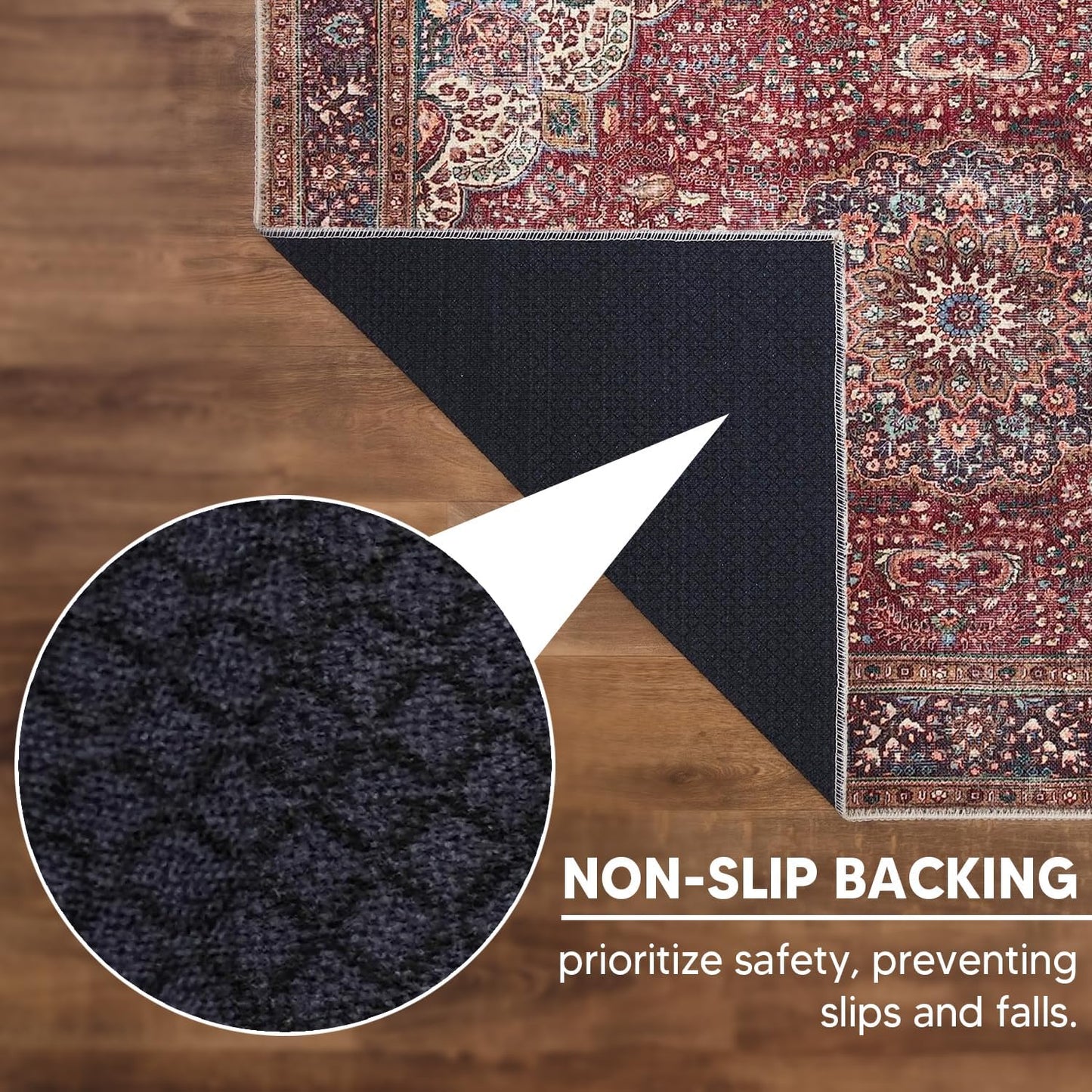Keen Home Design 3x5 Rug - Machine Washable Entry Rug with Non-Slip Backing, Ideal for Enteryway, Kitchen, Bathroom, Laundry Room - Vintage, Easy Clean, Durable, Low Pile Rug - (3' x 5')