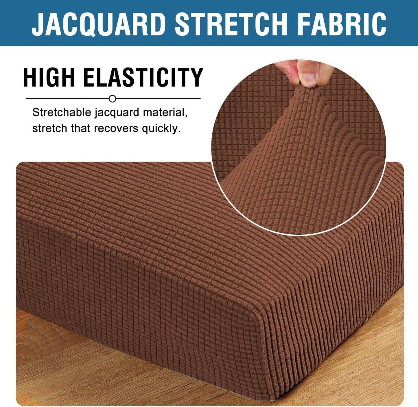 H.VERSAILTEX Super Stretch Individual Seat Cushion Covers Sofa Covers Couch Cushion Covers Slipcover Sets Thick Jacquard Textured Twill Fabric (1 Piece Sofa Cushion Cover, Caramel)
