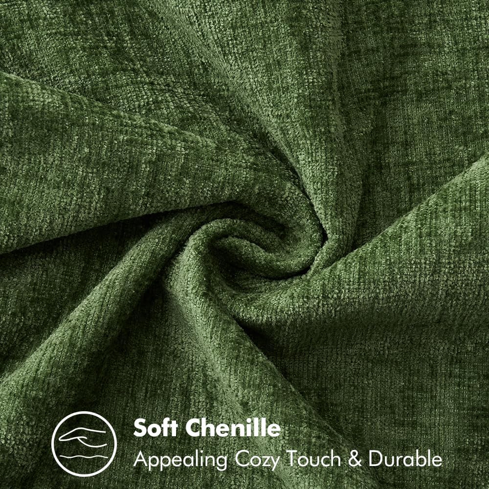 MIULEE Pack of 2 Christmas Pillow Covers 12x20 Inch Moss Green Farmhouse Decorative Throw Pillow Covers with Stitched Edge Soft Chenille Solid Dyed Couch Pillow Covers for Sofa Bed Living Room