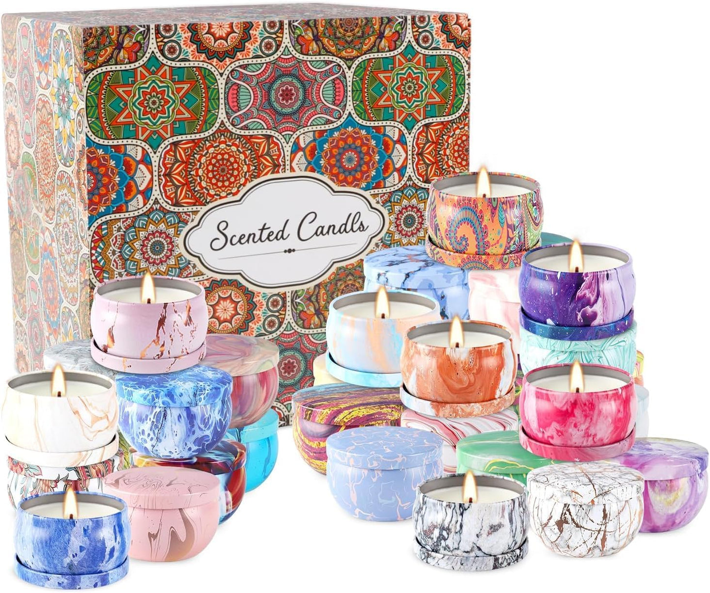 36 Pack Scented Candles Set for Home, Relaxing Stress Relief, Aromatherapy - Natural Soy Wax and Fragrance - Gifts for Women, Mom, Best Friend, Wife, Birthday