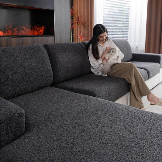 Couch Cushion Covers for Sectional Sofa, Stretch Soft Sofa Slipcovers Washable Wear-Resistant Universal Furniture Protector for Living Room(1 Piece Armrest Cover, Dark Gray)