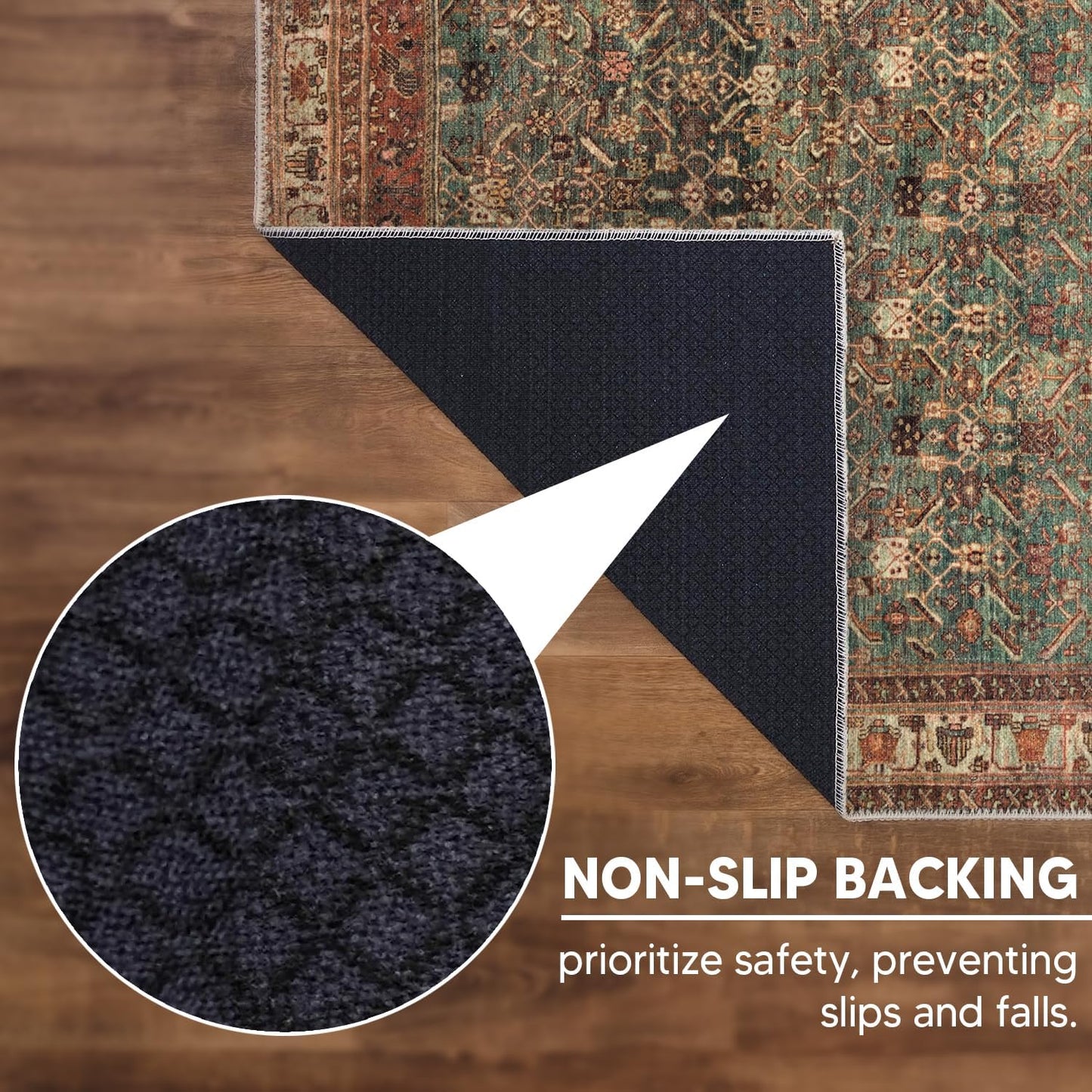 Keen Home Design 4x6 Rug - Machine Washable Area Rug with Non-Slip Backing, Ideal for Living Room, Dining Room, Bedroom - Vintage, Easy Clean, Durable, Low Pile Rug - (4' x 6')
