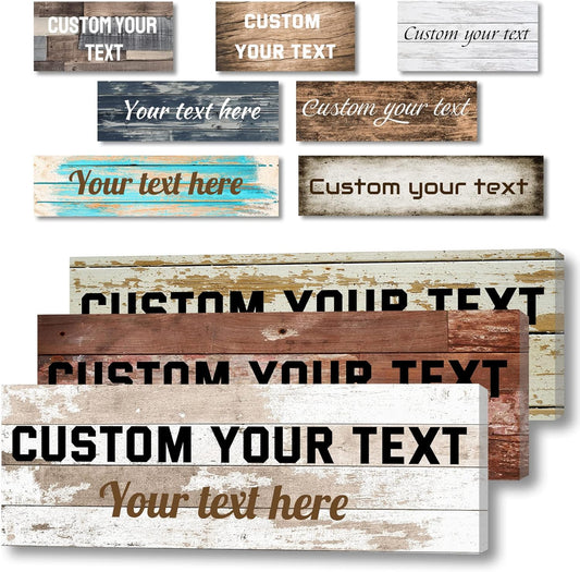 LZIMU Custom Text Signs Wall Decor Personalized Canvas Quote Family Sign Wall Art Wood Background Rustic Farmhouse Decor Framed (10"x30")