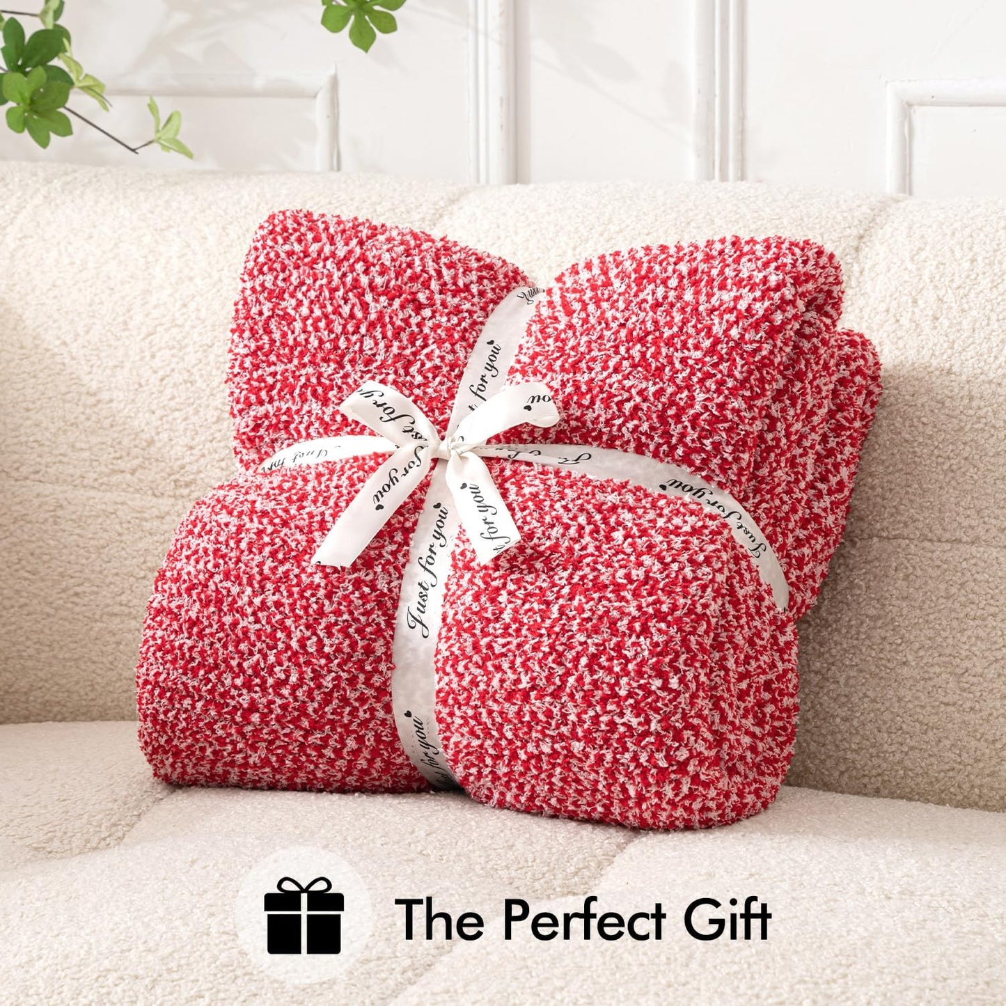 MIULEE Red Super Soft Throw Blanket for Couch, Cozy Fluffy Warm Blankets Lightweight Knit Throw Blankets for Sofa, Bed, Chair, Living Room, Camping, Picnic, 60 x 80 inch