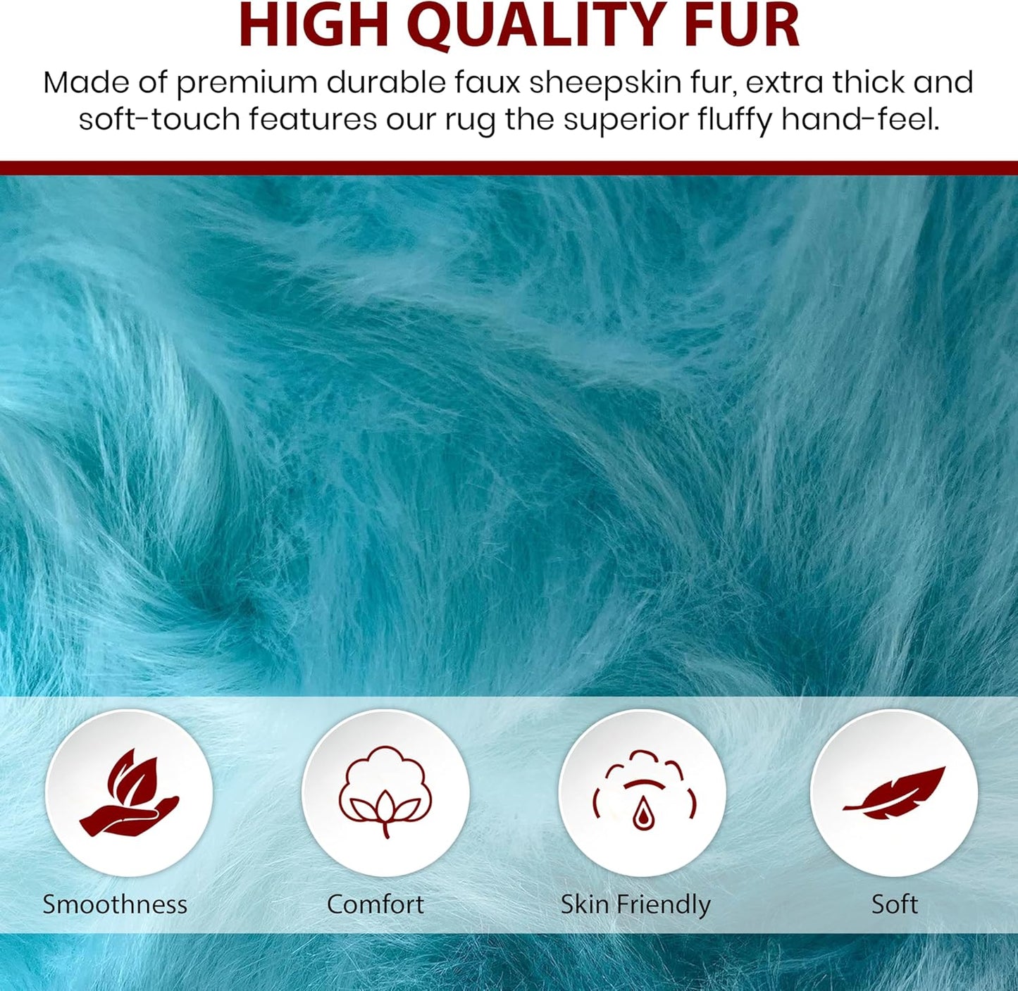 LAMBZY Faux Sheepskin Super Soft Hypoallergenic Free Shape Silky Shag Rug, Luxury Shaggy Plush Carpet for Bedrooms Living Kids Room Sofa Rugs (Blue, Sexto 6 Pelts 6'x6')