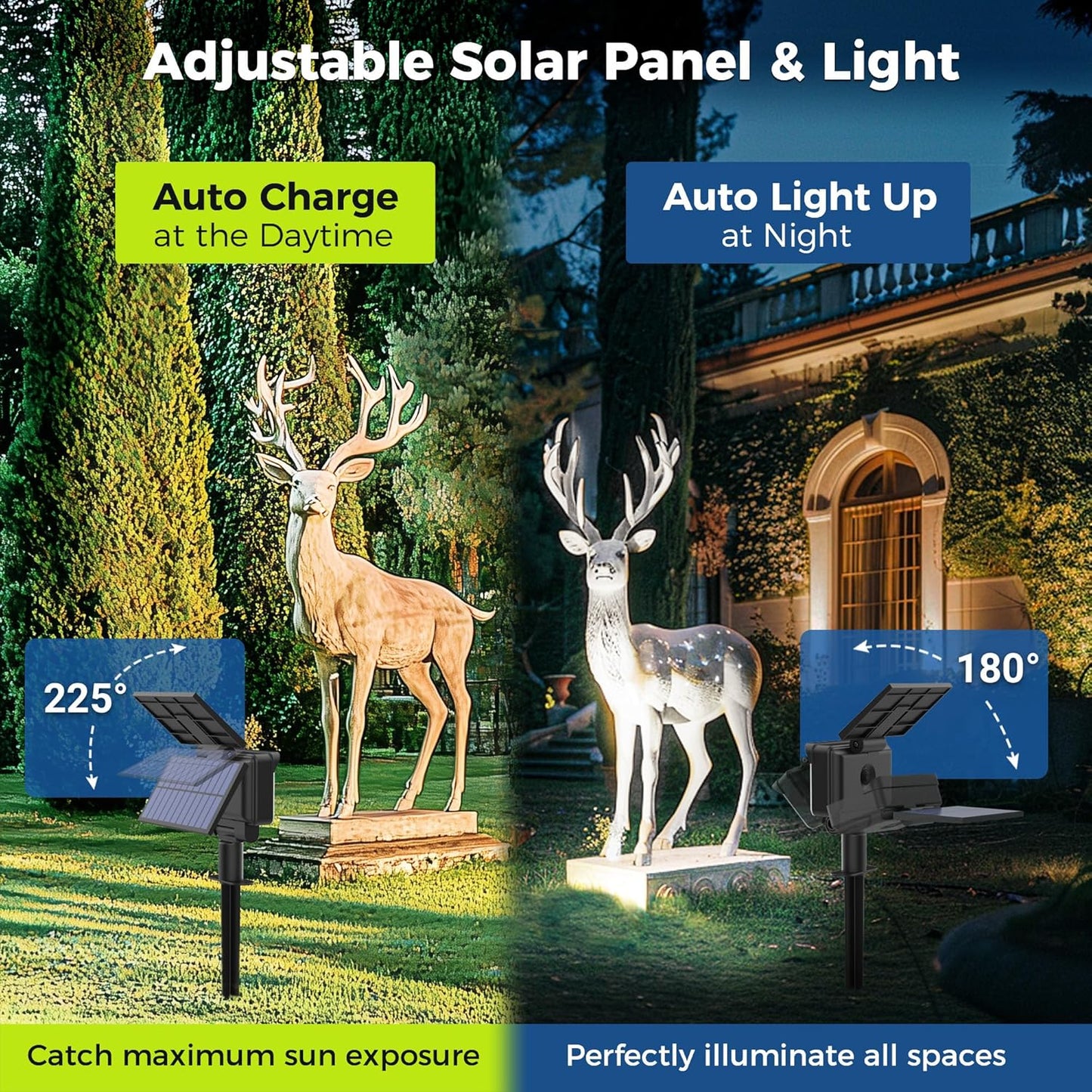 Solar Spot Lights Outdoor Waterproof for Flag, Tree, House, Garden, Yard, Landscape Spotlights for Accent Uplighting Halloween Christmas Decorations-1 Pack