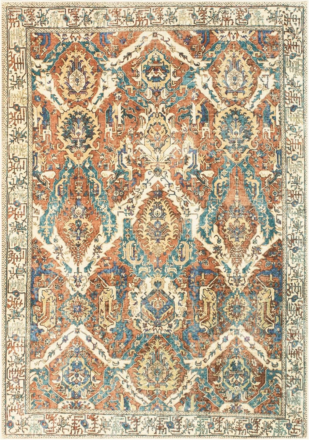 Keen Home Design 3x5 Rug - Machine Washable Entry Rug with Non-Slip Backing, Ideal for Enteryway, Kitchen, Bathroom, Laundry Room - Vintage, Easy Clean, Durable, Low Pile Rug - (3' x 5')