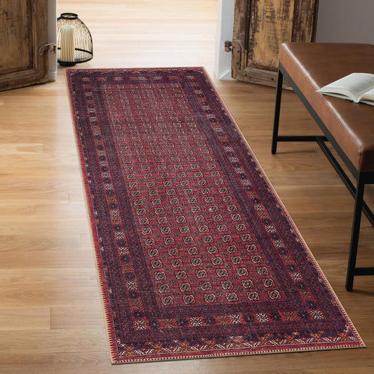 Keen Home Design 2x10 Rug - Machine Washable Runner with Non-Slip Backing, Ideal for Hallway, Entryway, Kitchen, Laundry Room - Vintage, Easy Clean, Durable, Low Pile Rug - (2'6" x 10')