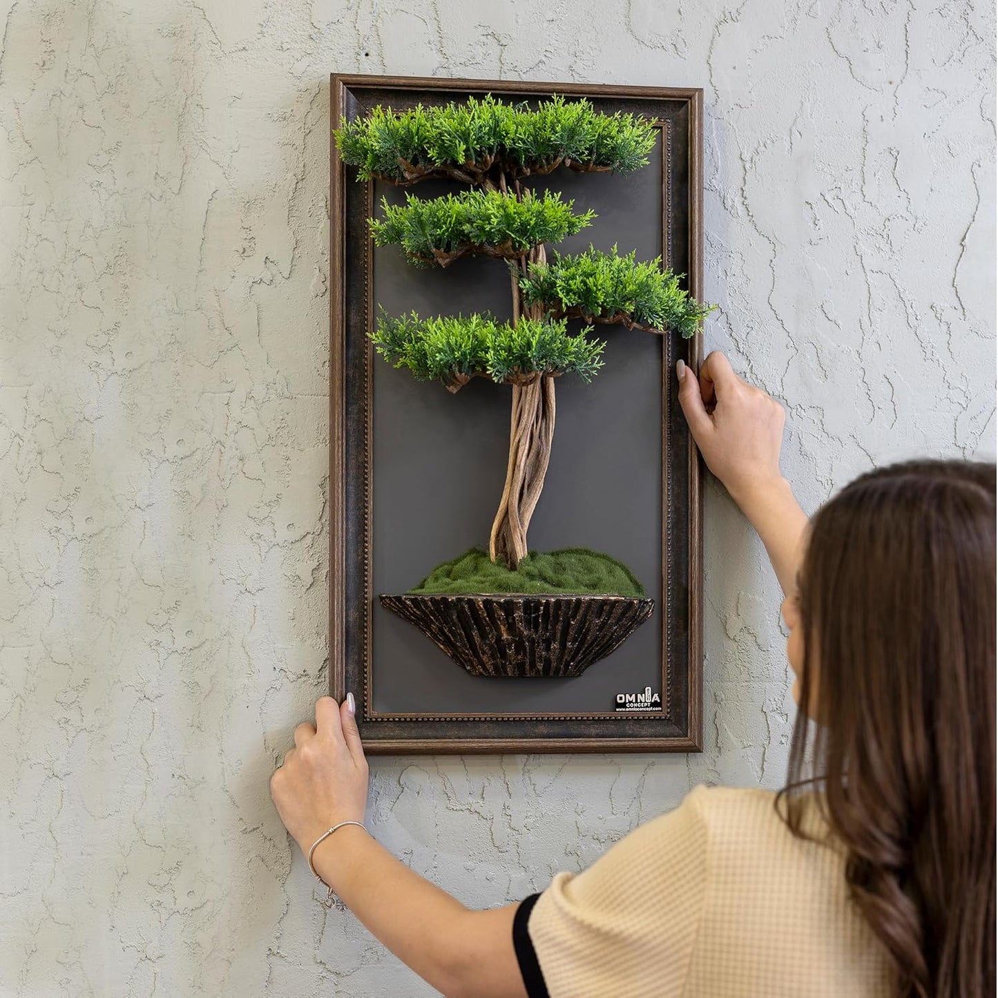 Omnia Artlife Concept Bonsai Art Life Tree Tableau Handmade Wall Art Decor Portrait for Living Room, Bedroom, Office