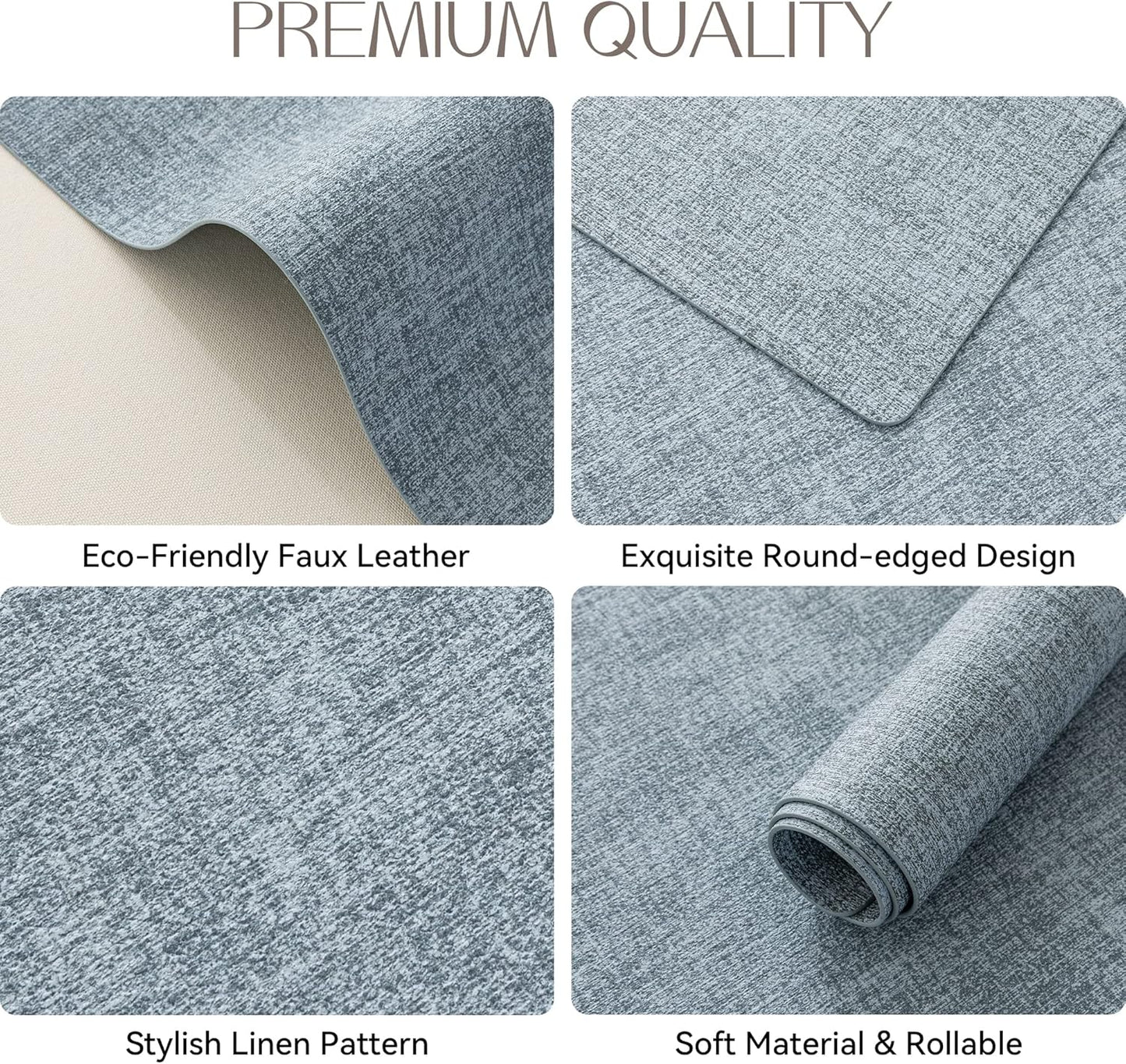 Romanstile Vinyl Placemats Set of 4-12 X 18 Inch - Heat Resistant Place Mats 100% Waterproof Oilproof Wipeable Reversible Faux Leather Table Mats for Kitchen/Dining/Party/Outdoor, Sky Blue