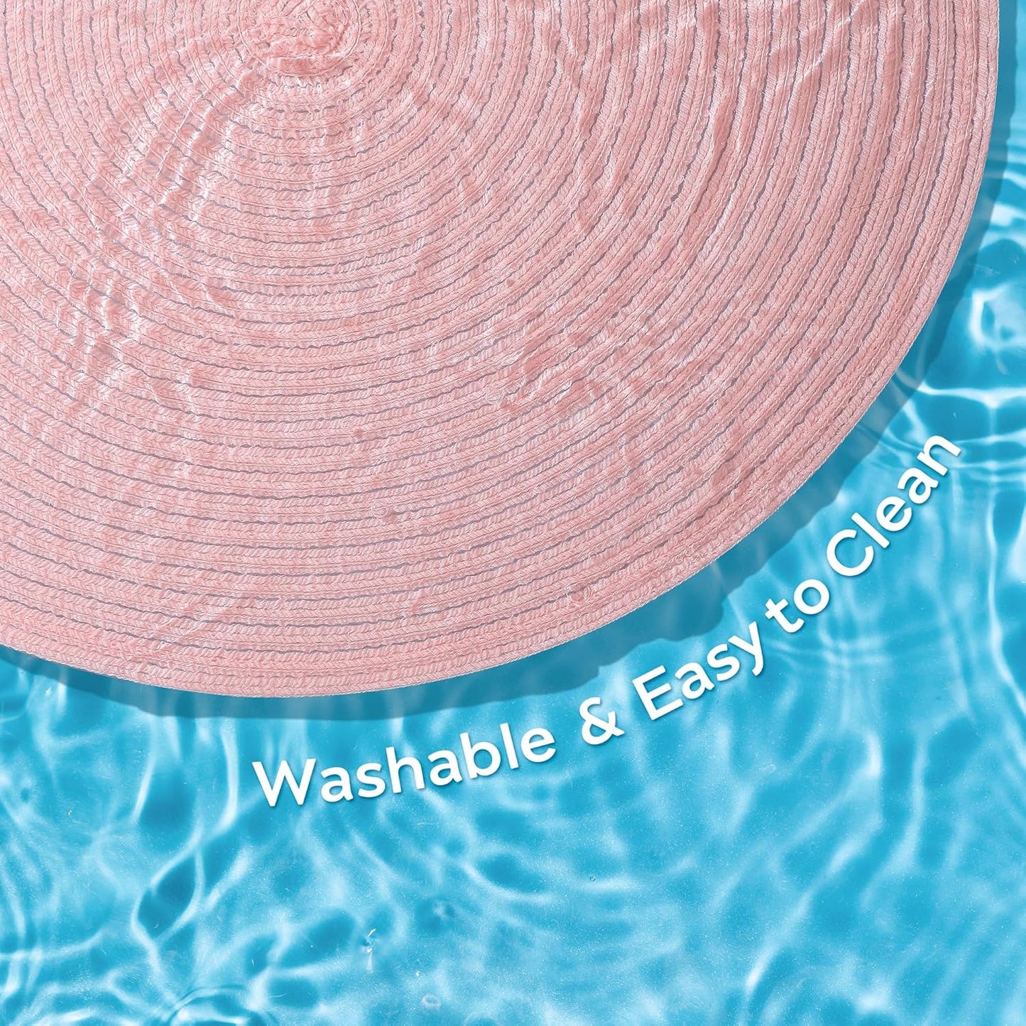 Leetaltree Round Placemats Heat and Slip Resistant Cotton Table Mats, Washable Bohemian Placemats for Dining Tables (Pink, Set of 8)