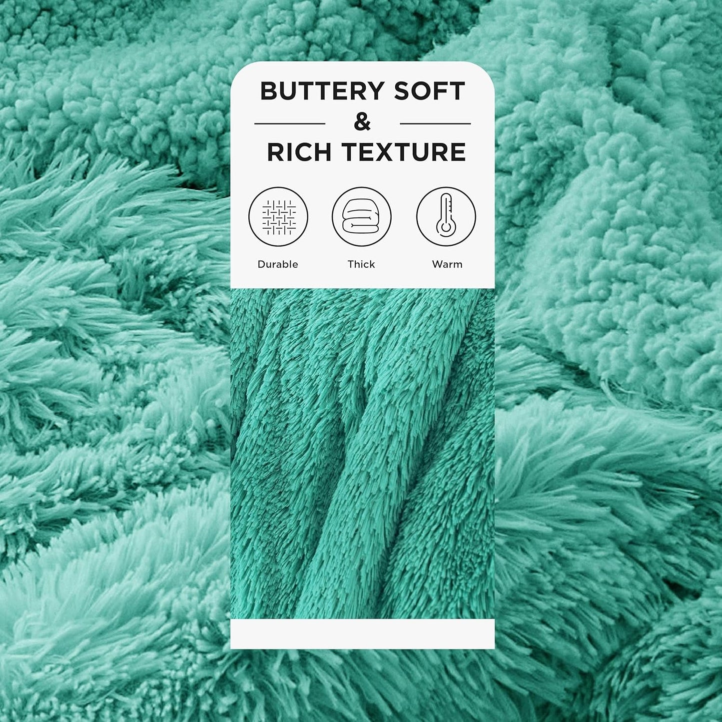 Bedsure GentleSoft Fluffy Aruba Blue King Size Blanket for Bed, Thick Soft Sherpa Faux Fur Fleece Bedding Fuzzy Plush Winter Warm Heavy Big Large King Blanket, Cozy Blue Gifts for Men Women, 108x90