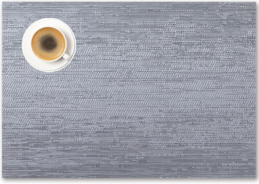 Placemats Set of 4 - Easy Clean Woven Vinyl Placemat for Dining Table, Indoor/Outdoor Place Mats, Washable PVC Table Mats（Gray）